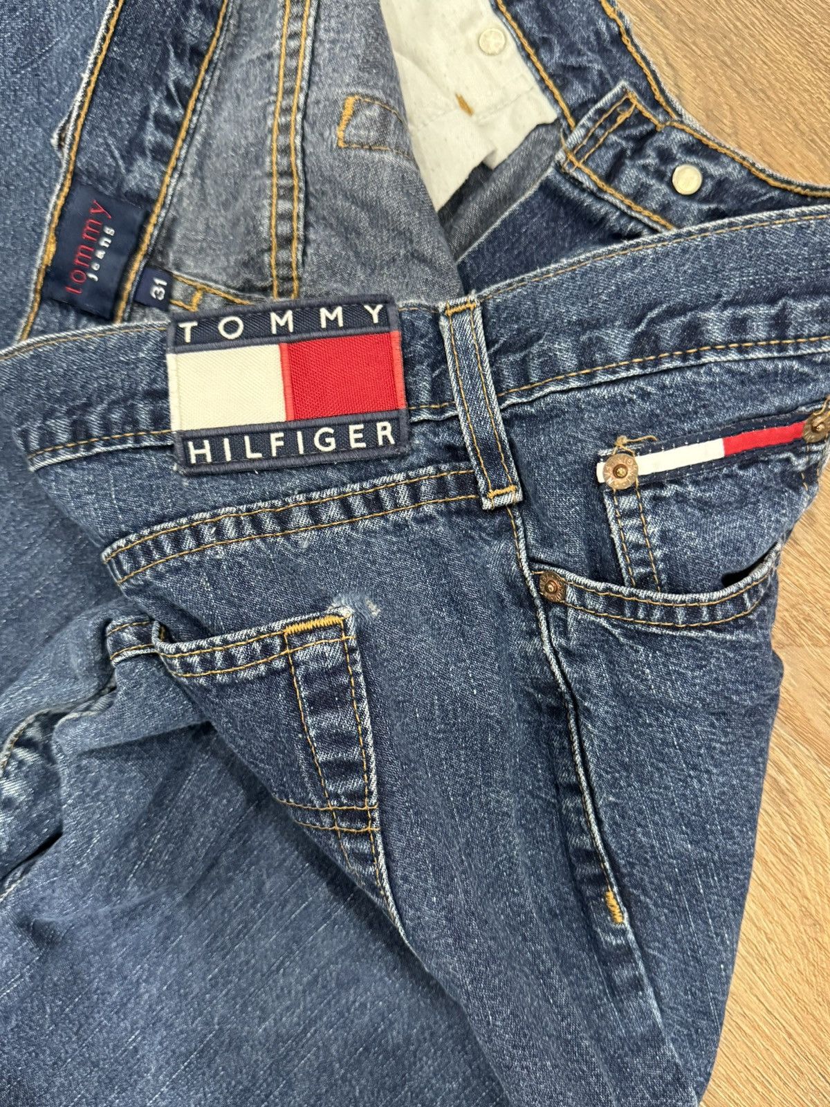 Tommy Hilfiger × Tommy Jeans × Vintage 90’s Tommy Hilfiger Bell Bottom Flare Jeans Size US 31 - 10 Thumbnail