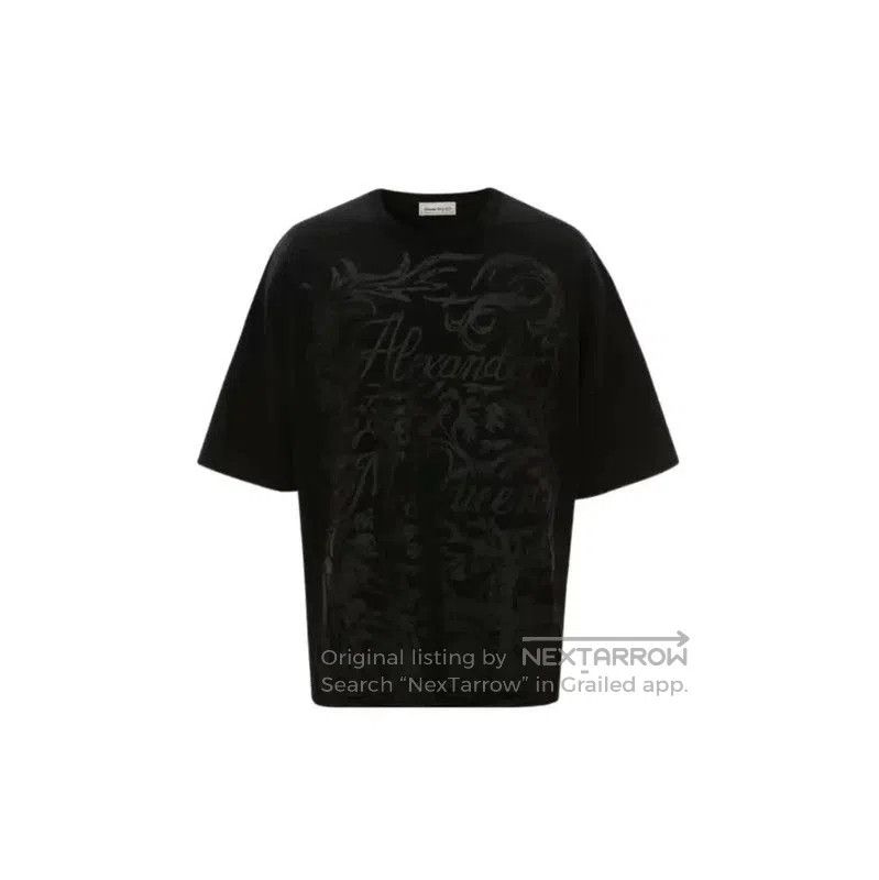 Alexander McQueen Alexander McQueen Black Cotton Printed Short Sleeve T-Shirt Size US M / EU 48-50 / 2 - 5 Thumbnail