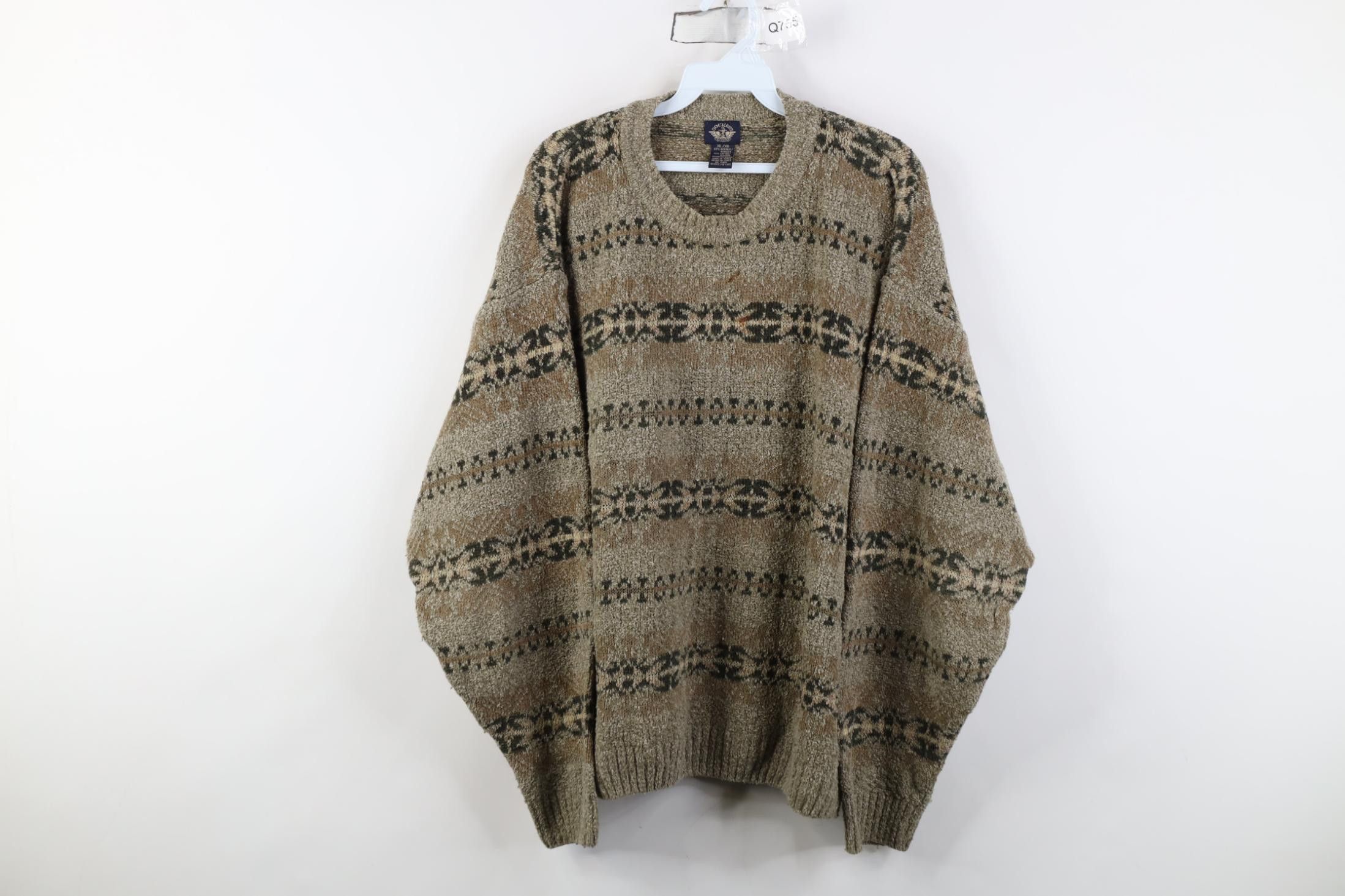 Vintage Vintage 90s Streetwear Southwestern Knit Crewneck Sweater Size US XL / EU 56 / 4 - 1 Thumbnail