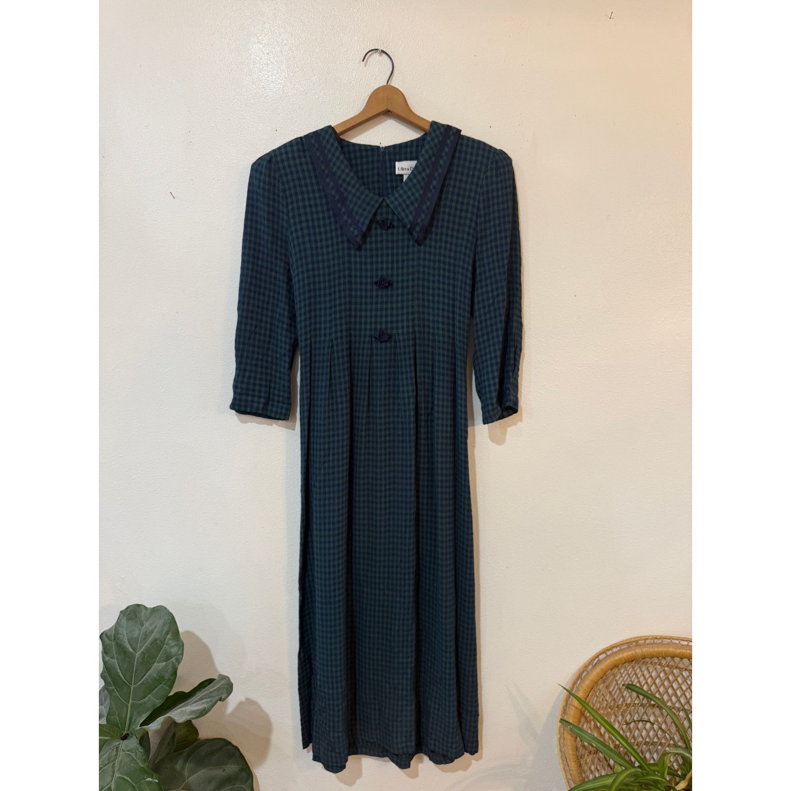 Other Vintage 90s Dark Academia Collared Plaid Midi Dress size 14 Size XL / US 12-14 / IT 48-50 - 3 Thumbnail