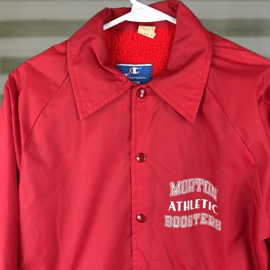 Champion VINTAGE Champion Coaches Jacket Mens S Red Nylon Bomber Snap 1980s Sherpa Lined USA Bandsmen 80s Theme—Mens Size US S / EU 44-46 / 1 - 1 Thumbnail