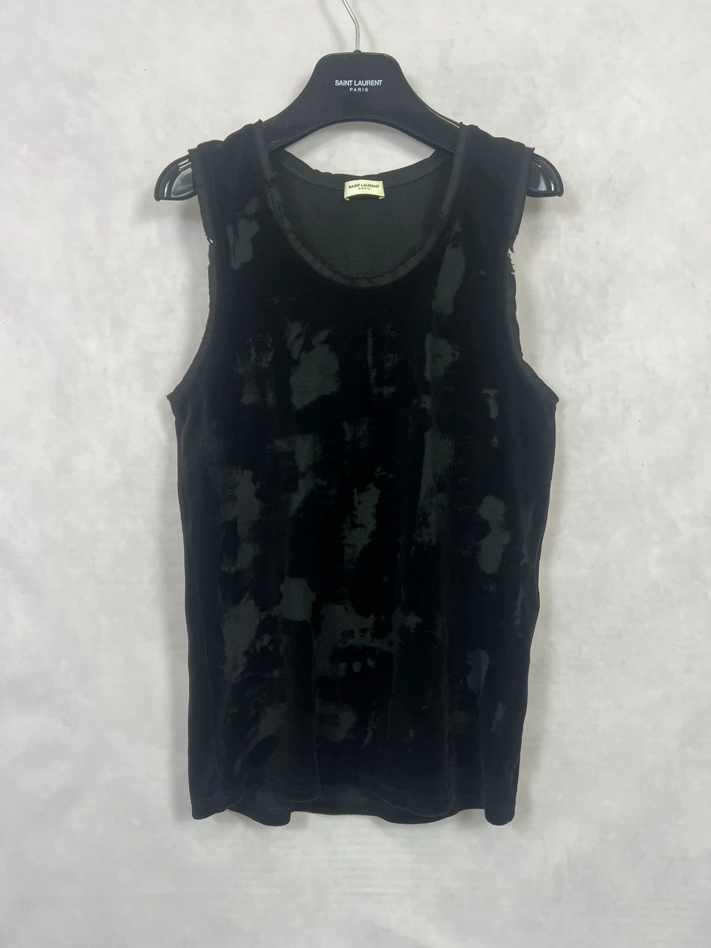 Saint Laurent Paris SLP Destroyed Wormhole Velvet Sleeveless Gilet Sample Size S / US 4 / IT 40 - 1 Thumbnail