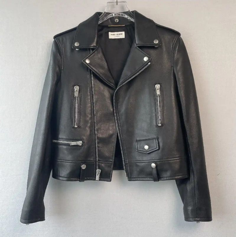 Yves Saint Laurent YSL Black Leather Women's Jacket Size S 0089 Size S / US 4 / IT 40 - 1 Thumbnail