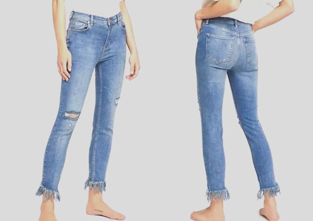 Free People Free People Great Heights Frayed Hem Skinny Jeans Size W27 Size 27" / US 4 / IT 40 - 1 Thumbnail