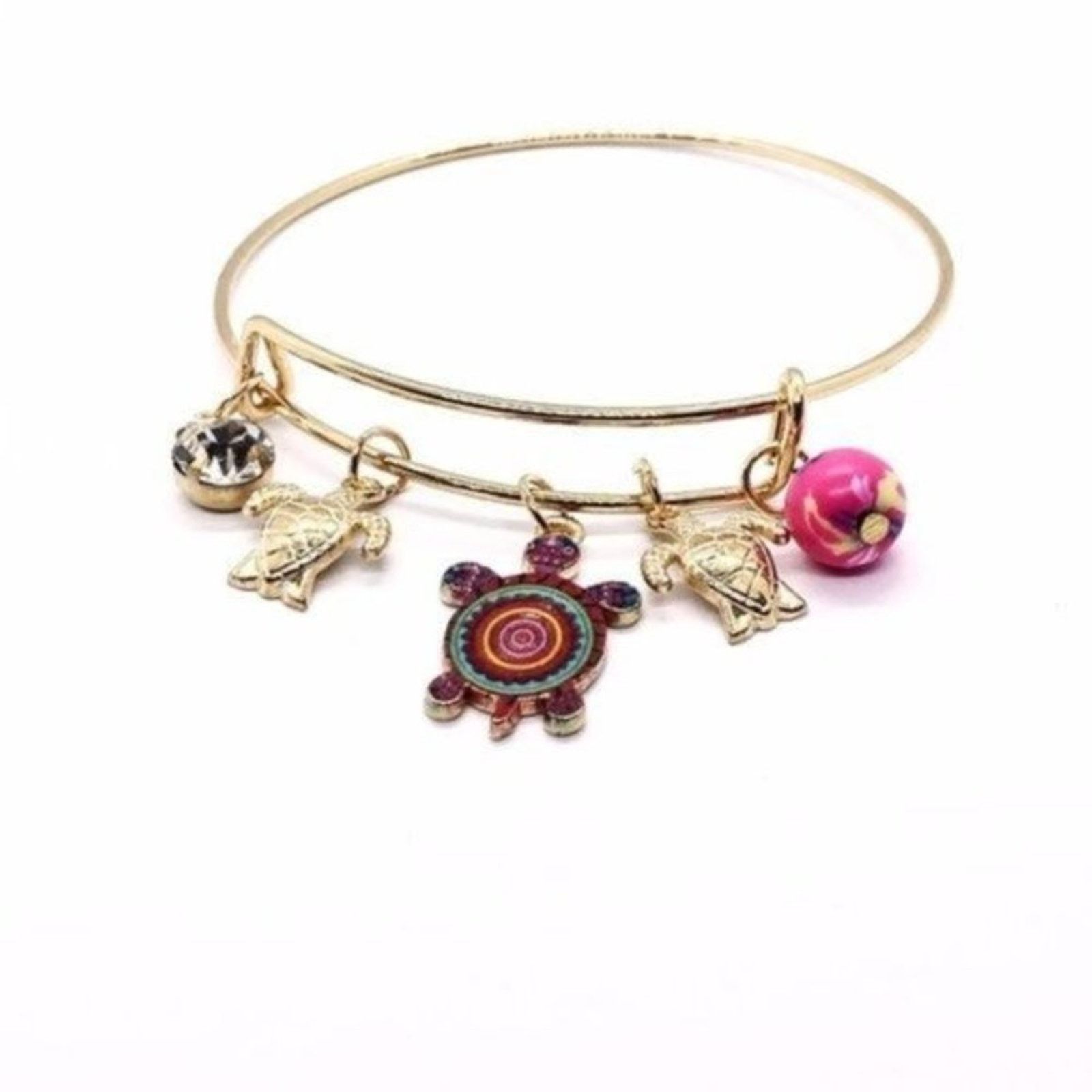 Other Beaded Sea Turtle Charm Colorful Bangle Bracelet Size ONE SIZE - 4 Thumbnail