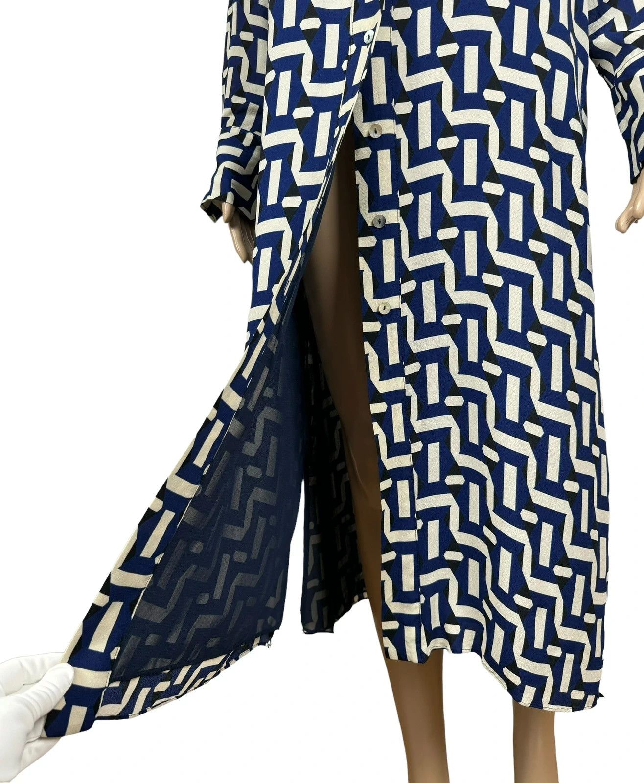 Massimo Dutti Massimo Dutti Geometric Pattern Dress Viscose Belted EU40 Size M / US 6-8 / IT 42-44 - 8 Thumbnail