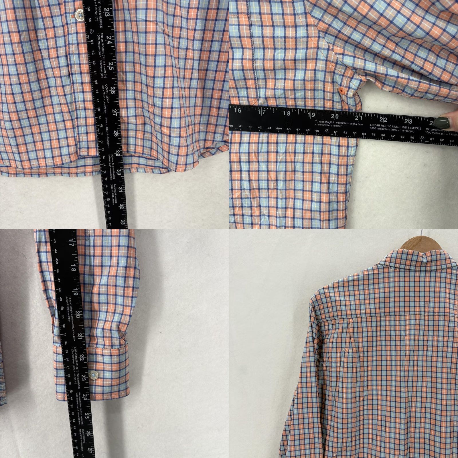 Southern Tide Southern Tide Shirt Mens Small Orange Blue Plaid Performance Stretch Button Down Shirt Size US S / EU 44-46 / 1 - 8 Thumbnail