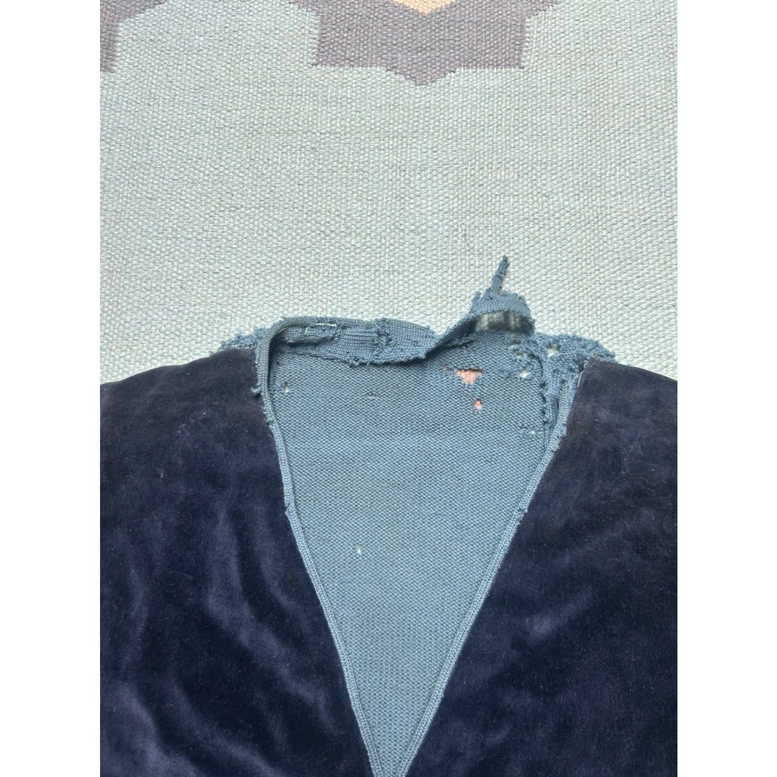 Velour VINTAGE Cardigan Mens 50s Wool Knit Velour 2 Tone Blue Medium Small Details: distressed, sweater, regular size, blue, unbranded Size US M / EU 48-50 / 2 - 6 Thumbnail