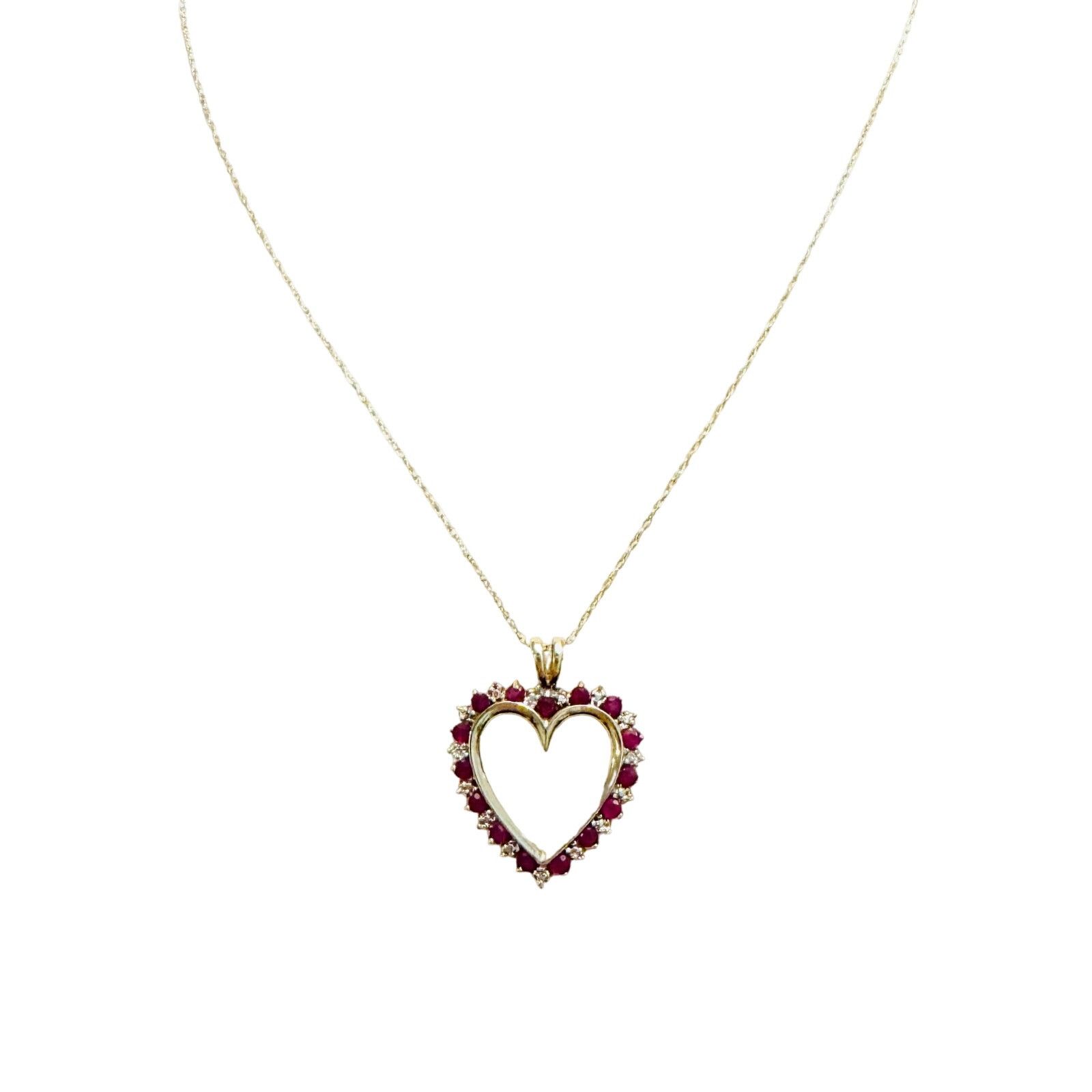 The Unbranded Brand Natural Ruby Diamond Solid 10k Yellow Gold Pendant Necklace Size ONE SIZE - 3 Thumbnail