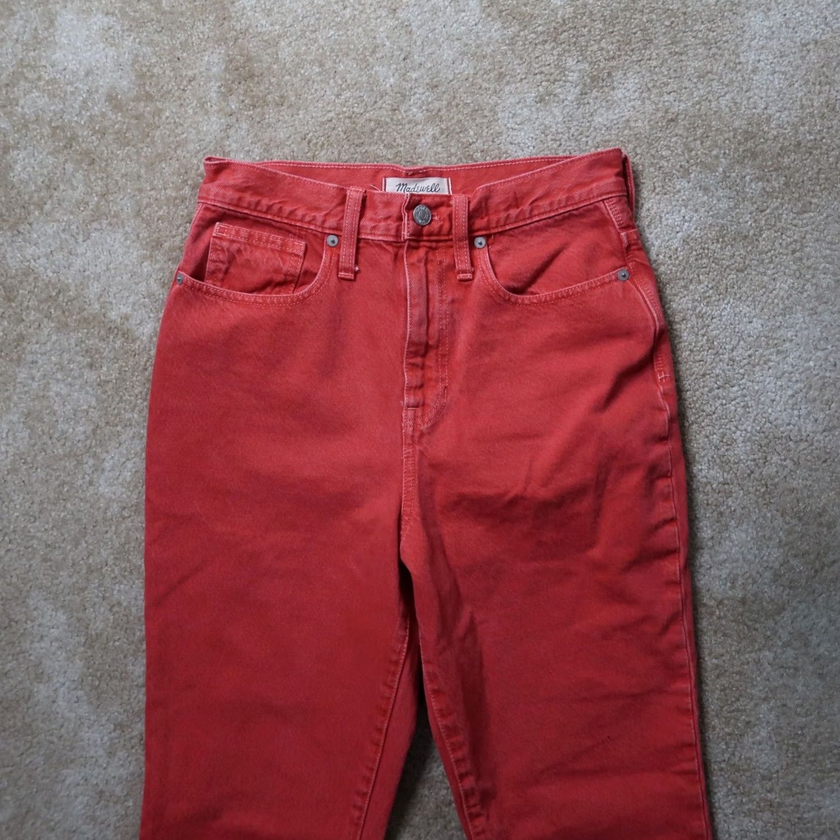 Madewell Madewell Jeans Women's 26 Red Denim High Rise 5-Pocket Stretch Modern Classic Mom Fit Maternity not applicable Size 26" / US 2 / IT 38 - 2 Thumbnail