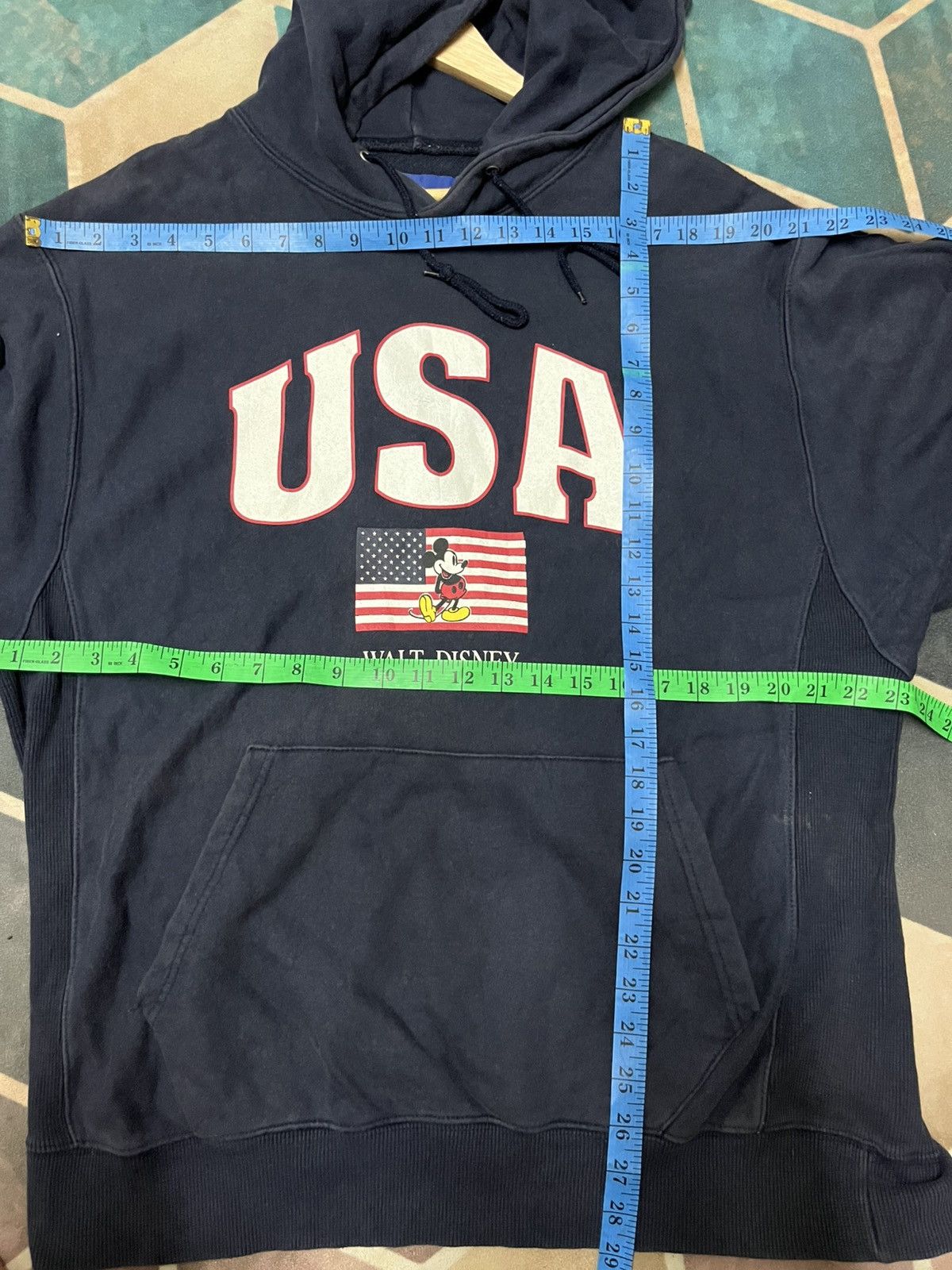 Mickey Mouse 💥Vintage Sunfaded Blue Black Walt Disney Mickey USA BIG LOGO Size US L / EU 52-54 / 3 - 14 Thumbnail