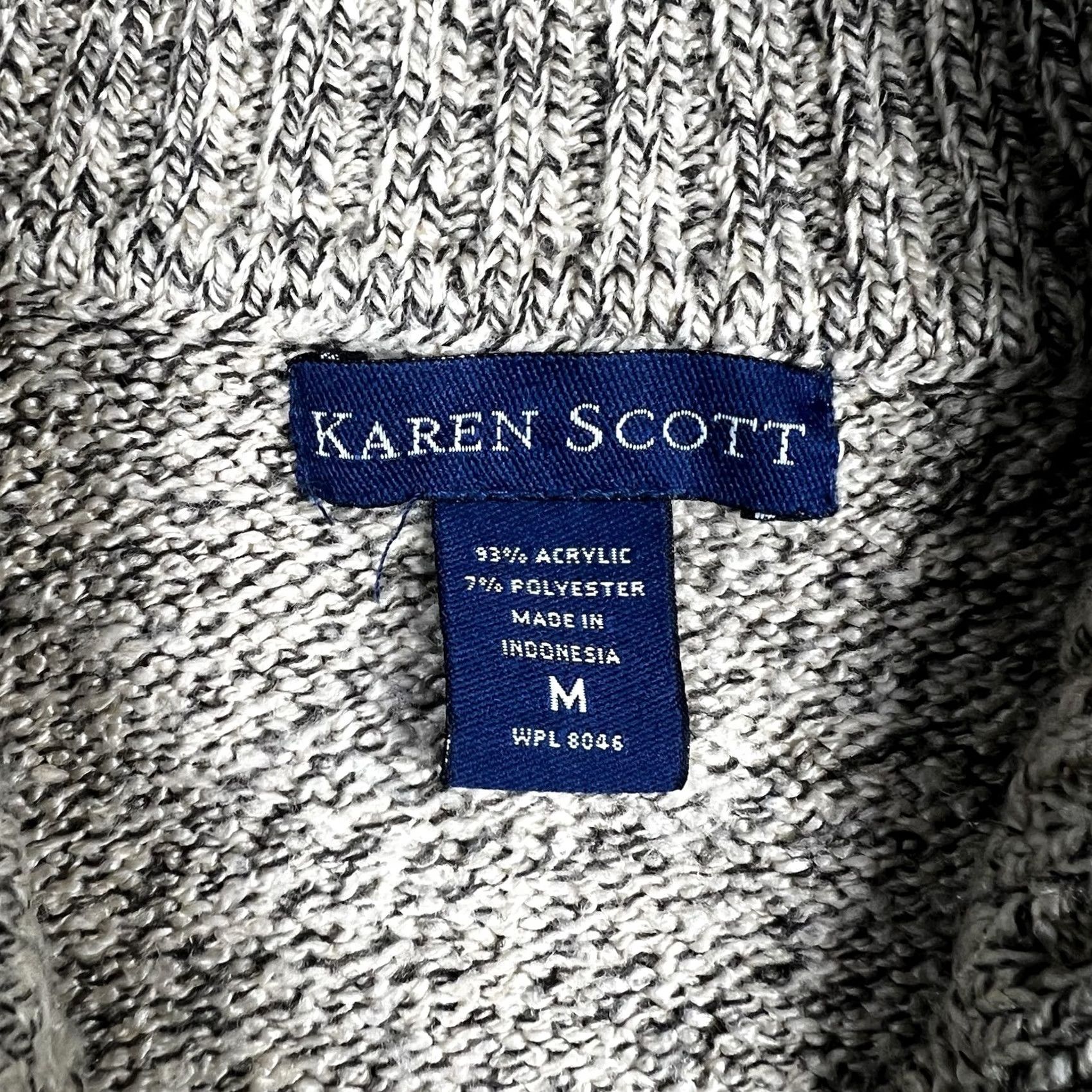 Vintage Karen Scott Sweater Womens Medium Stylish Collared Ribbed Soft Stretch Beige Size M / US 6-8 / IT 42-44 - 2 Thumbnail