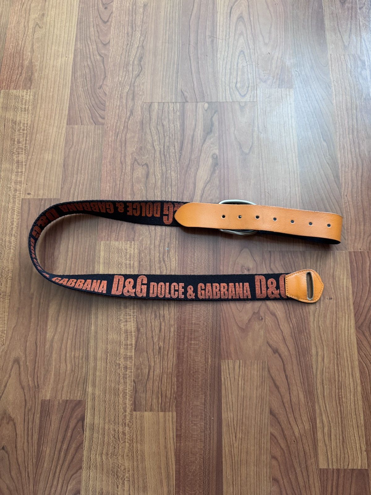 Dolce & Gabbana Vintage Dolce & Gabbana (D&G) Canvas & Leather Logo Belt Size 42 - 4 Thumbnail