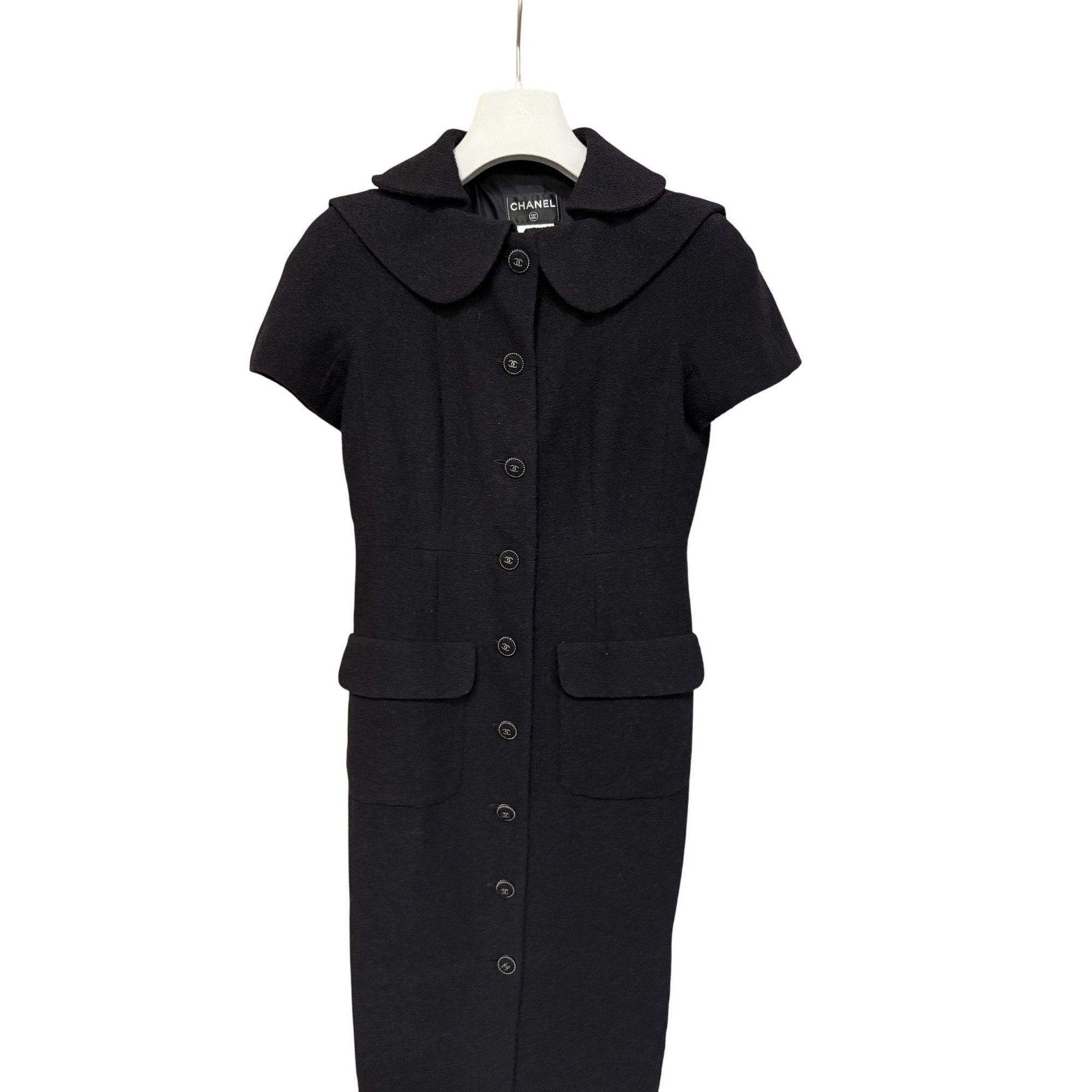 Chanel Chanel Black Short-Sleeve Button-Down Midi Dress With Peter Size S / US 4 / IT 40 - 1 Thumbnail