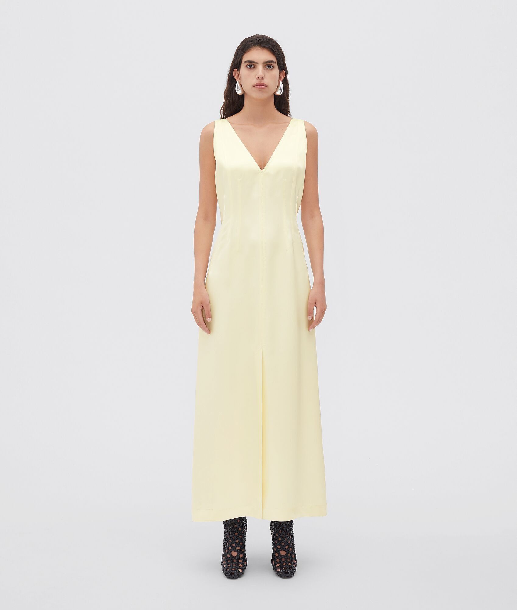 o1n1vont0325 Washed Silk Twill Dress in Chamomile