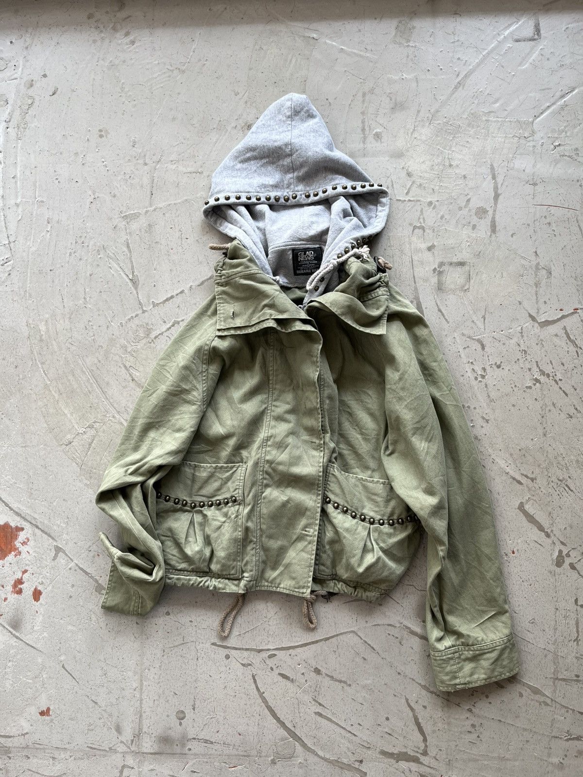 Japanese Brand 💥Gladnews JP brand // Layered studded hoodie jacket Size US L / EU 52-54 / 3 - 5 Thumbnail