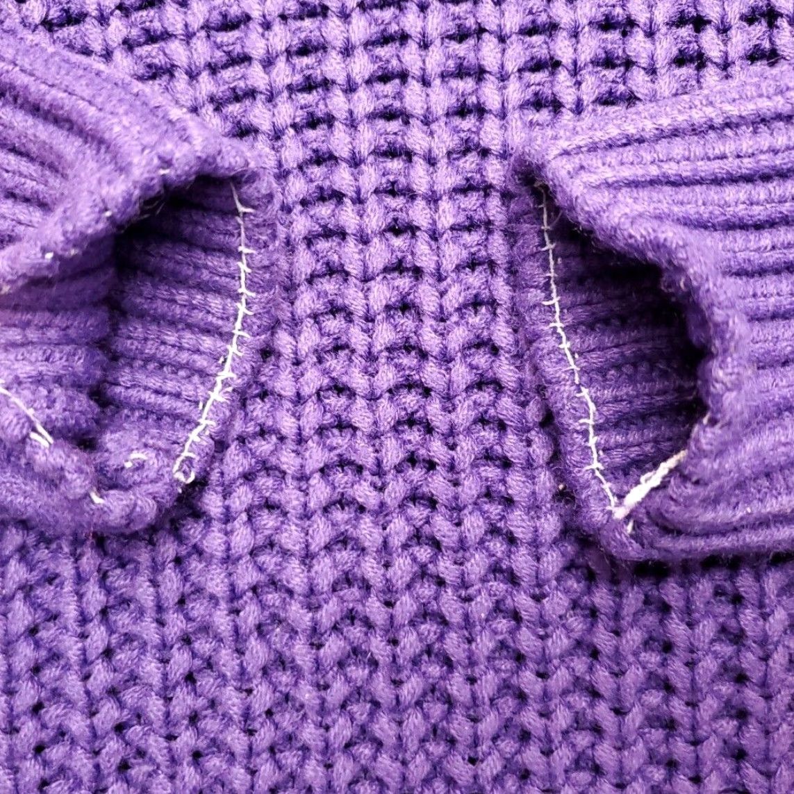 Etro VINTAGE Cableknit Sweater Women S Purple 90s Y2K Retro Fisherman Pullover Crew Neck Long Sleeve Knit Solid Acrylic Regular Size S / US 4 / IT 40 - 4 Thumbnail