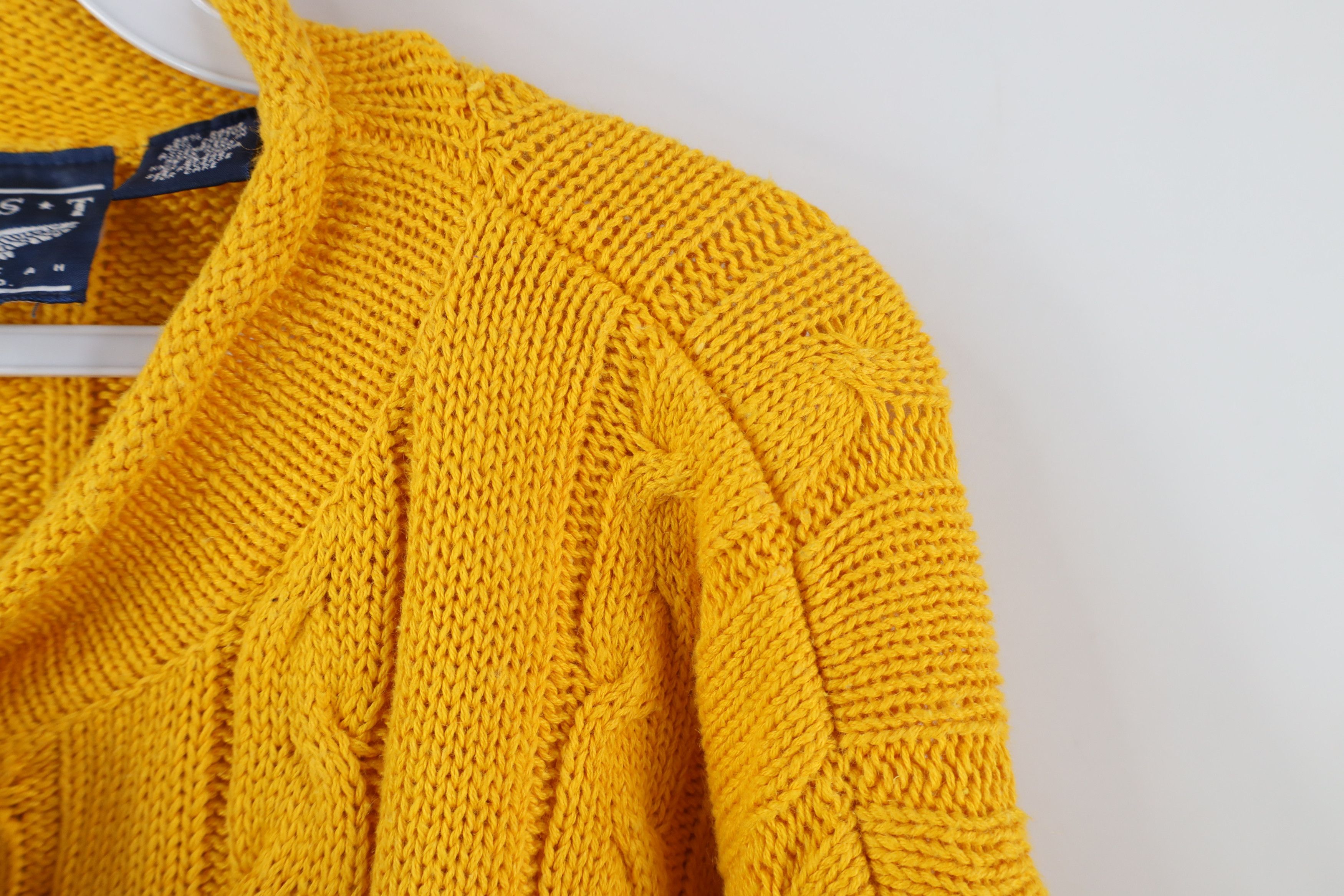 Vintage Vintage 90s Streetwear Chunky Cable Knit Sweater Yellow Size M / US 6-8 / IT 42-44 - 8 Thumbnail