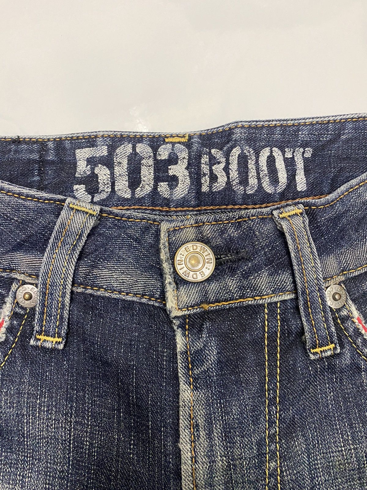 Edwin EDWIN 503 BOOTCUT DISTRESS DENIM FLARE JEANS Size US 30 / EU 46 - 7 Thumbnail