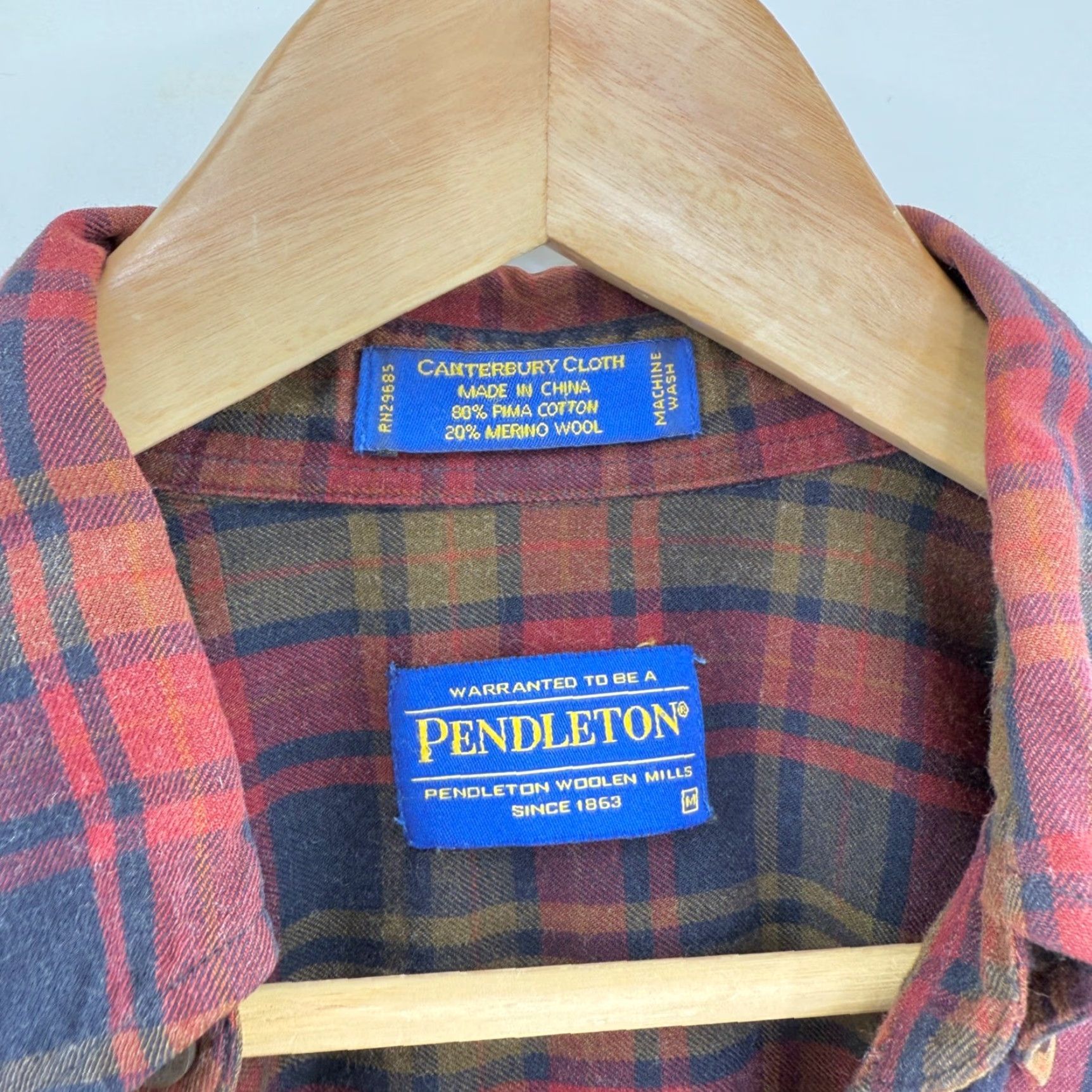 Pendleton Pendleton Canterbury Cloth Plaid Shirt Men's Wool Blend Button-Down Medium Size US M / EU 48-50 / 2 - 3 Thumbnail