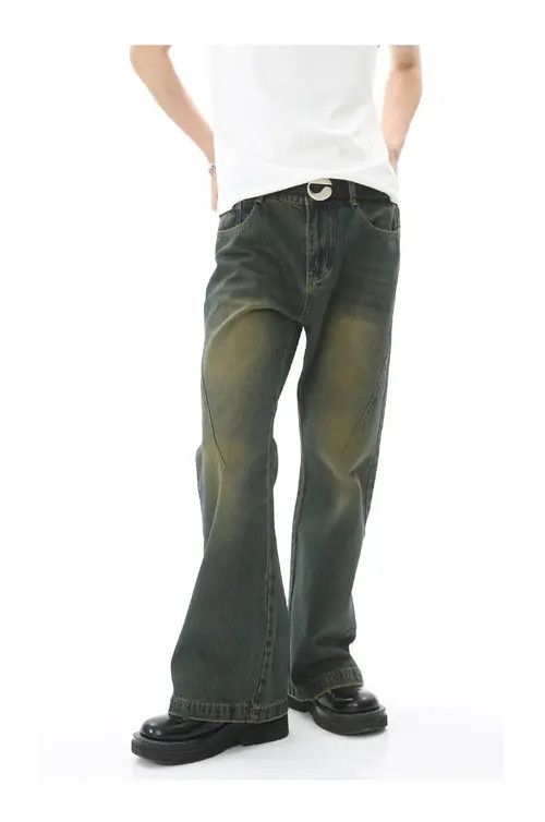 Japanese Brand × Jean Japanese retro distressed blue mid-rise loose flared jeans Size US 32 / EU 48 - 1 Thumbnail