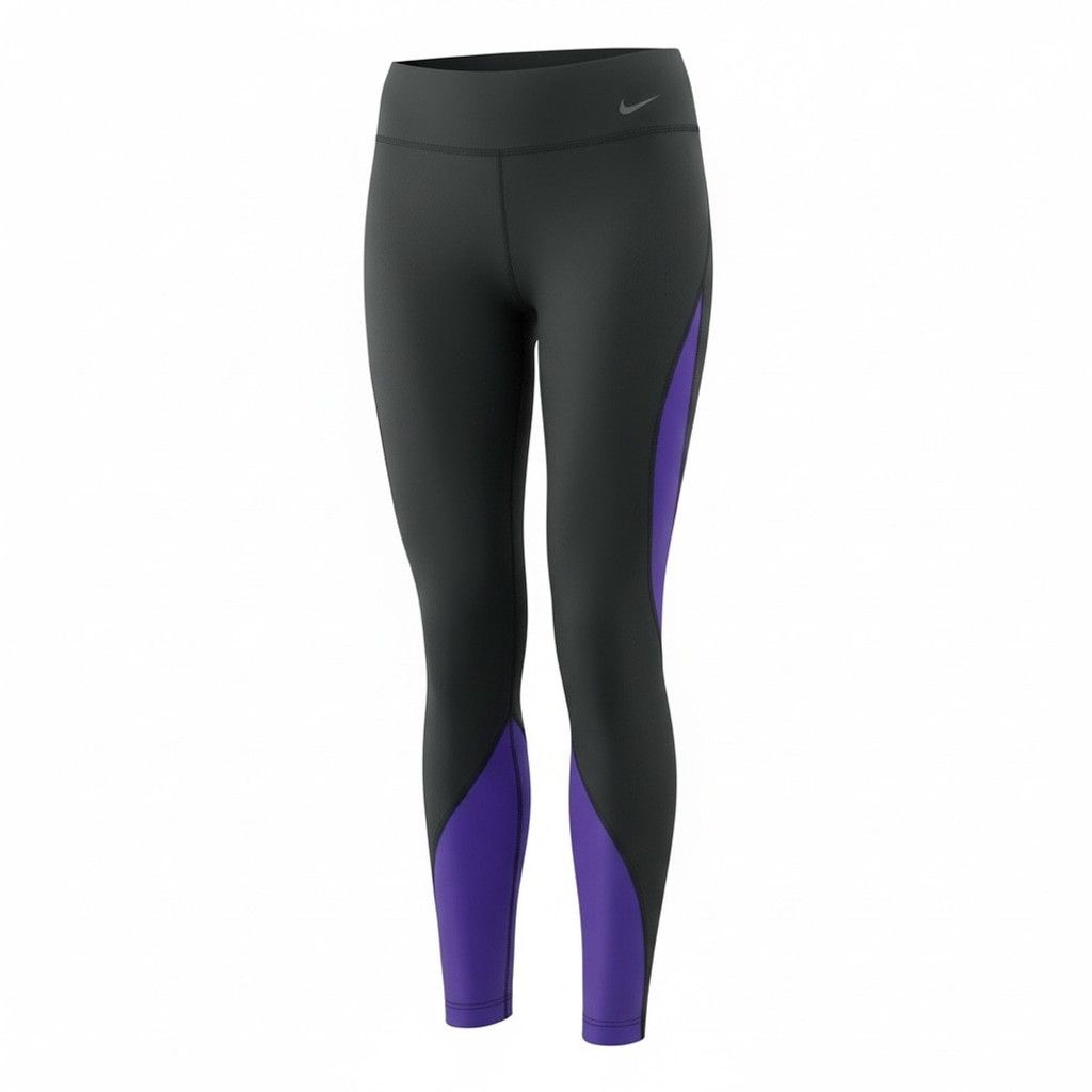Nike Nike Dri-FIT Black & Purple Colorblock Leggings – Women's XL Size 38" / US 16 / IT 52 - 2 Thumbnail