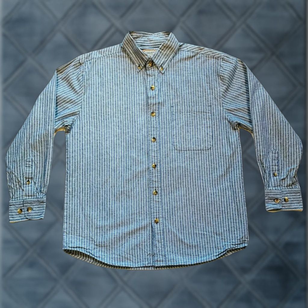 Denime CE Schmidt Workwear Denim Shirt Jacket Button Down Striped Cowboy Western L NWOT Mens Shirt Size US L / EU 52-54 / 3 - 1 Thumbnail