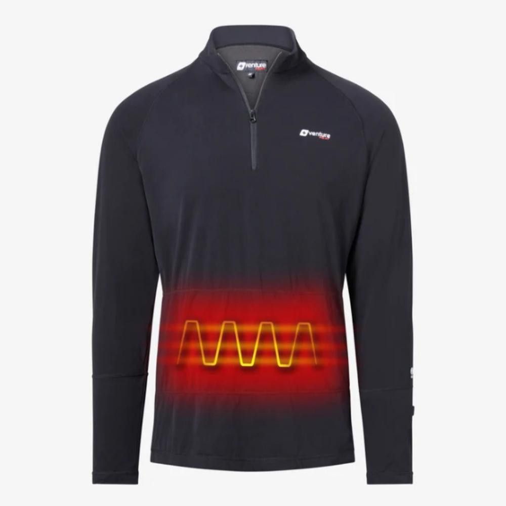 Image of Designer Venture Heat Nomad 2.0 1/4” Zip Long Sleeve Baselayer in Black, Men's (Size 2XL)