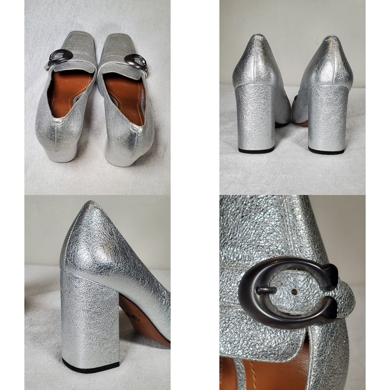 Coach COACH 85 mm Jade Loafers Metallic Silver Square Toe Heeled Pumps Women's US 7 B Size US 6 / IT 36 - 8 Thumbnail