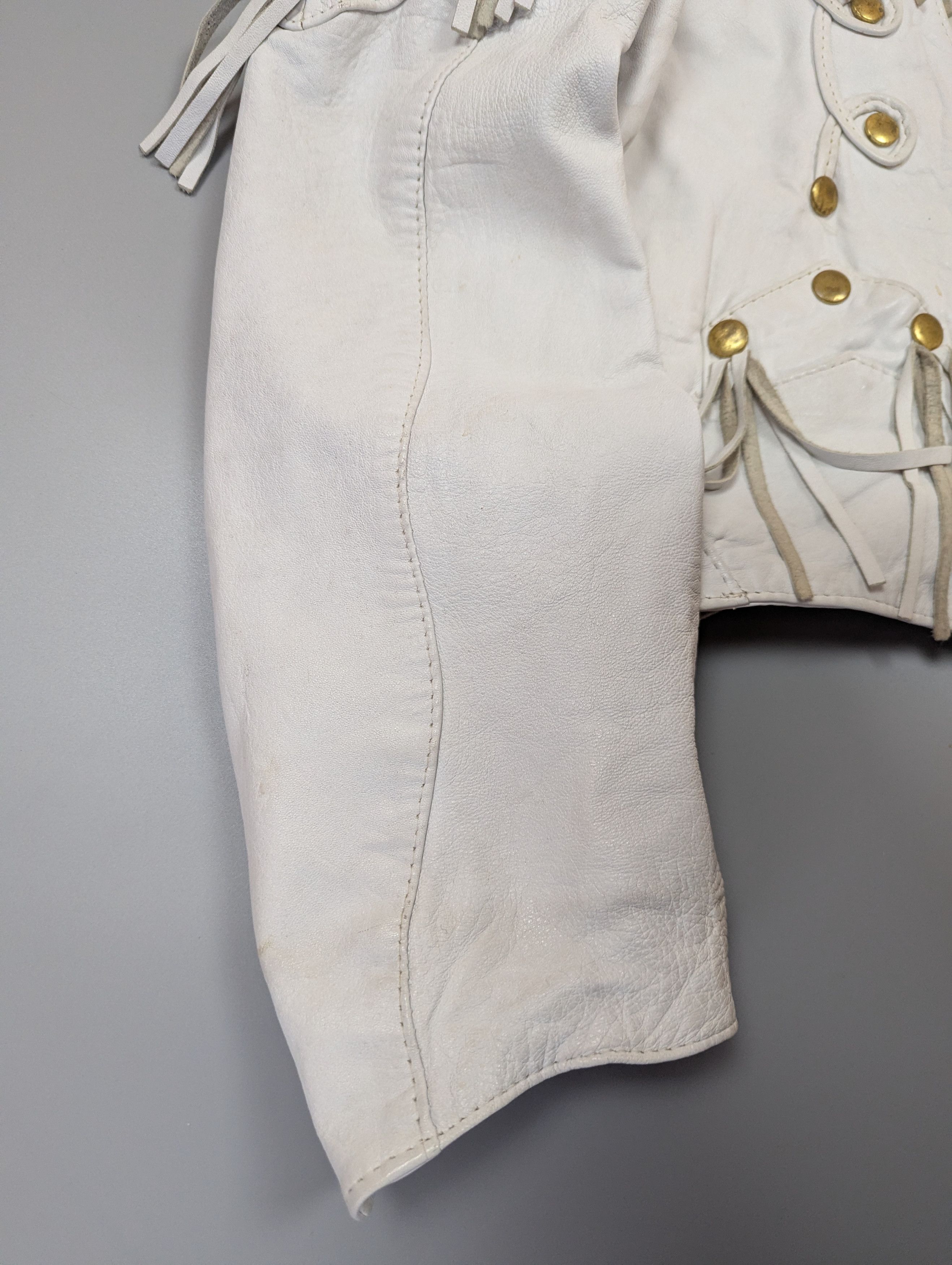 Vintage Vintage 80s White Leather Jacket Bomber Womens Sz M Size M / US 6-8 / IT 42-44 - 5 Thumbnail