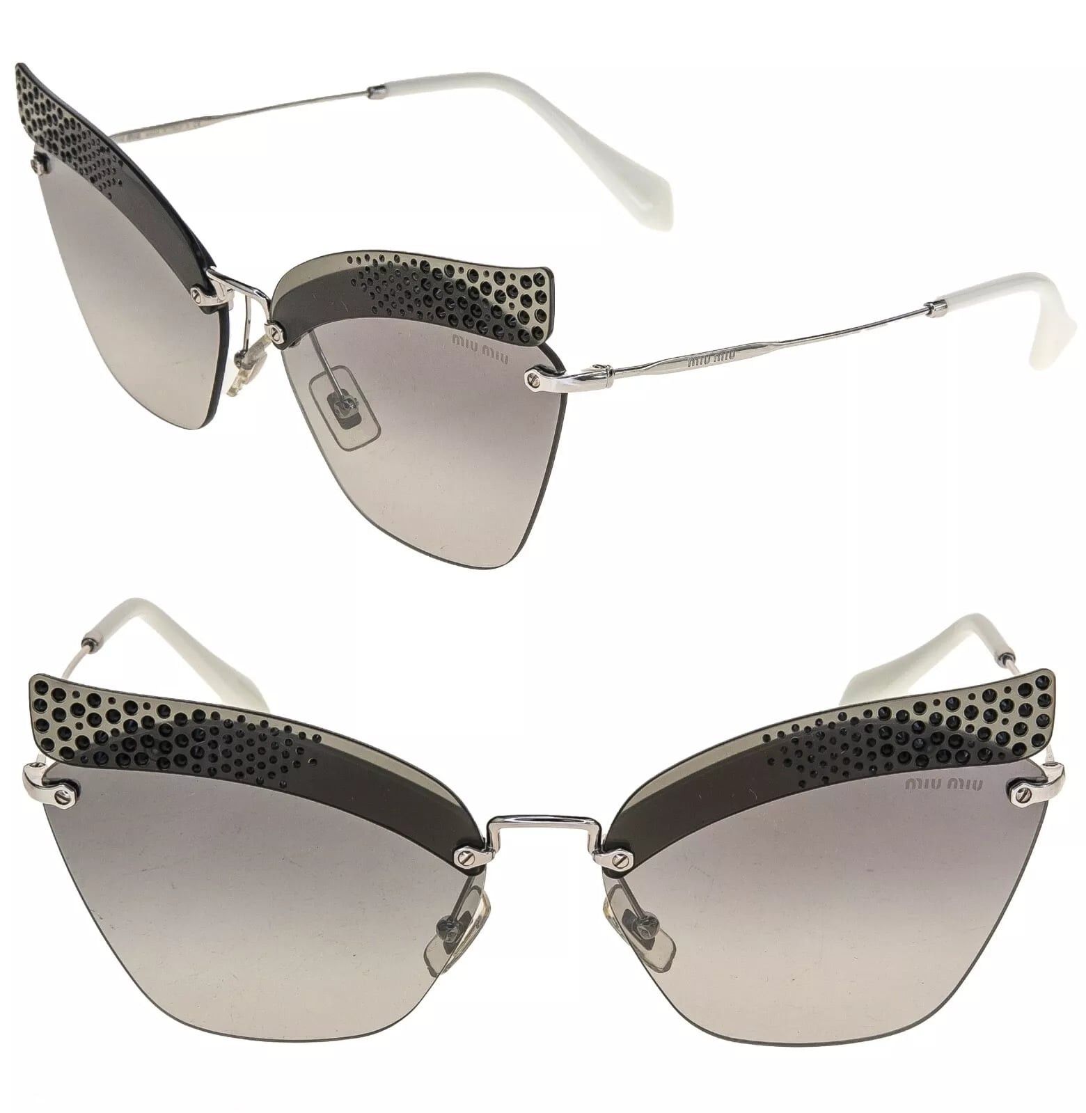 Miu Miu MIU MIU 56T NOIR MU56TS Silver Mirrored Black Sunglasses Size ONE SIZE - 1 Thumbnail