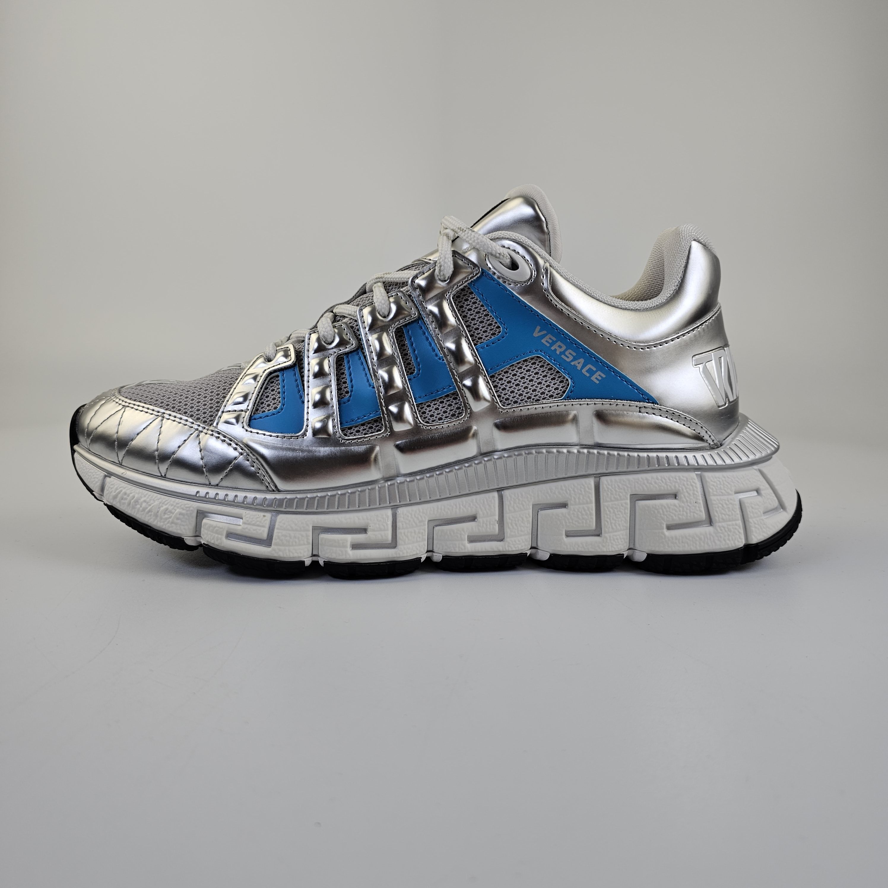 Versace Versace Men's Trigreca Silver/Blue Sneakers New Size US 10 / EU 43 - 1 Thumbnail