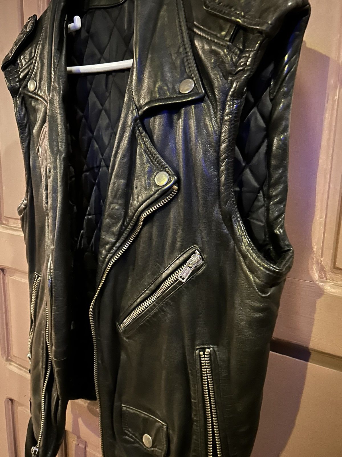 Blk Dnm Blk leather vest Size 38L - 2 Thumbnail