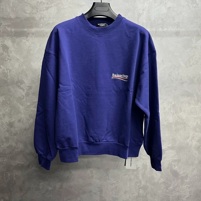 Balenciaga Balenciaga Blue Logo Embroidered Sweatshirt Size US S / EU 44-46 / 1 - 1 Thumbnail