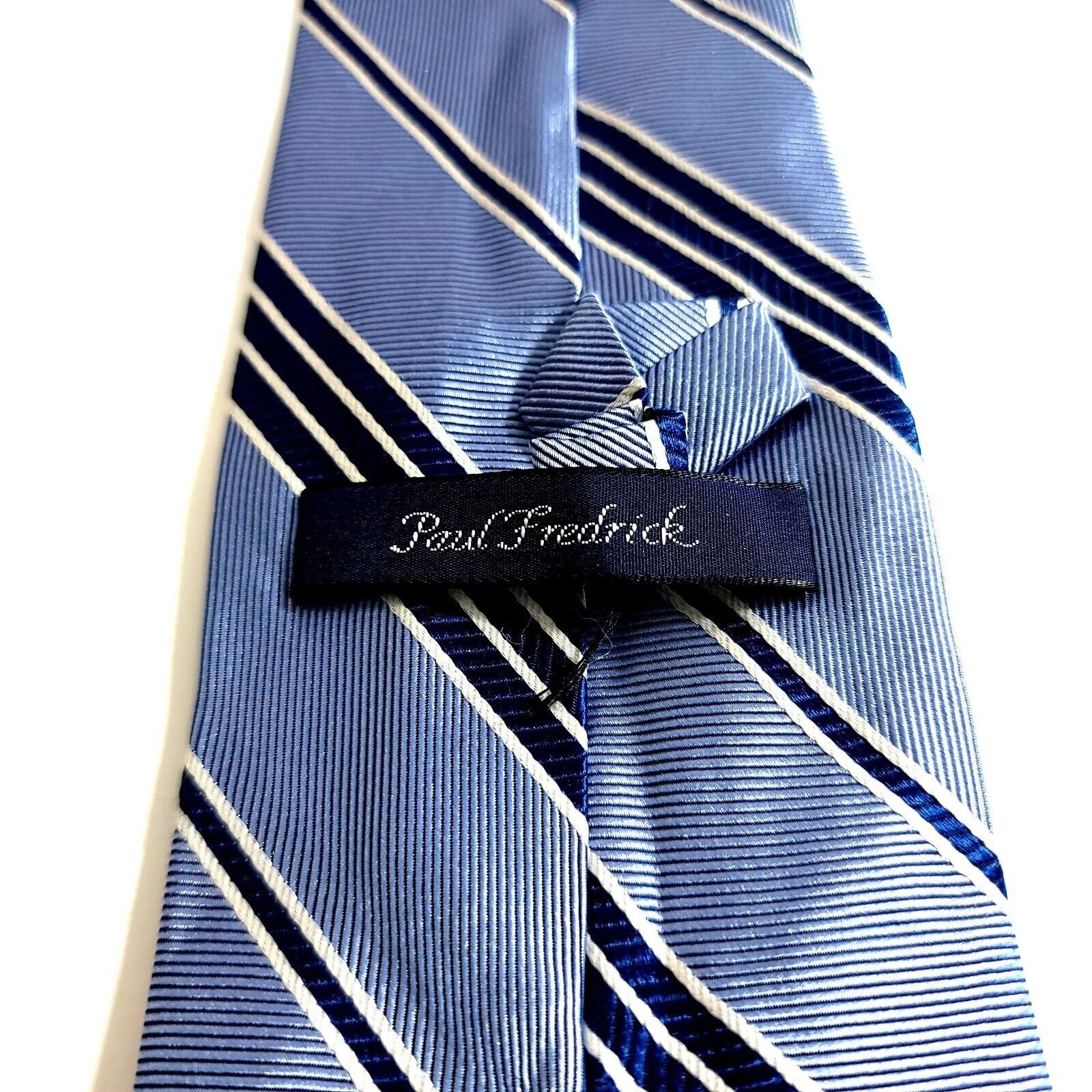 Paul Fredrick Paul Fredrick Blue Striped Woven Silk Tie Size ONE SIZE - 3 Thumbnail