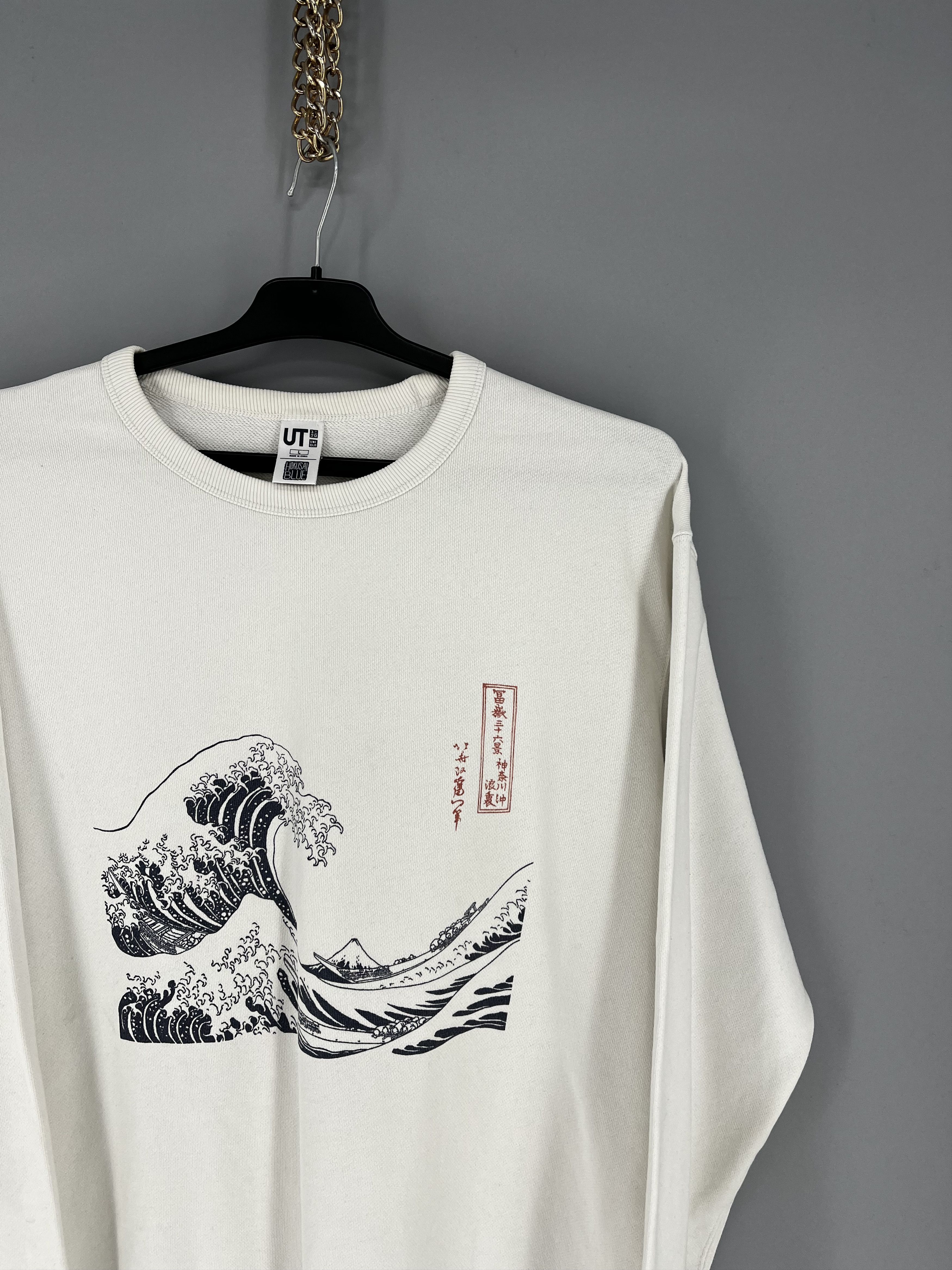 Uniqlo Uniqlo Hokusai Blue Kanagawa Wave Graphic Crewneck Sweat Size US L / EU 52-54 / 3 - 5 Thumbnail