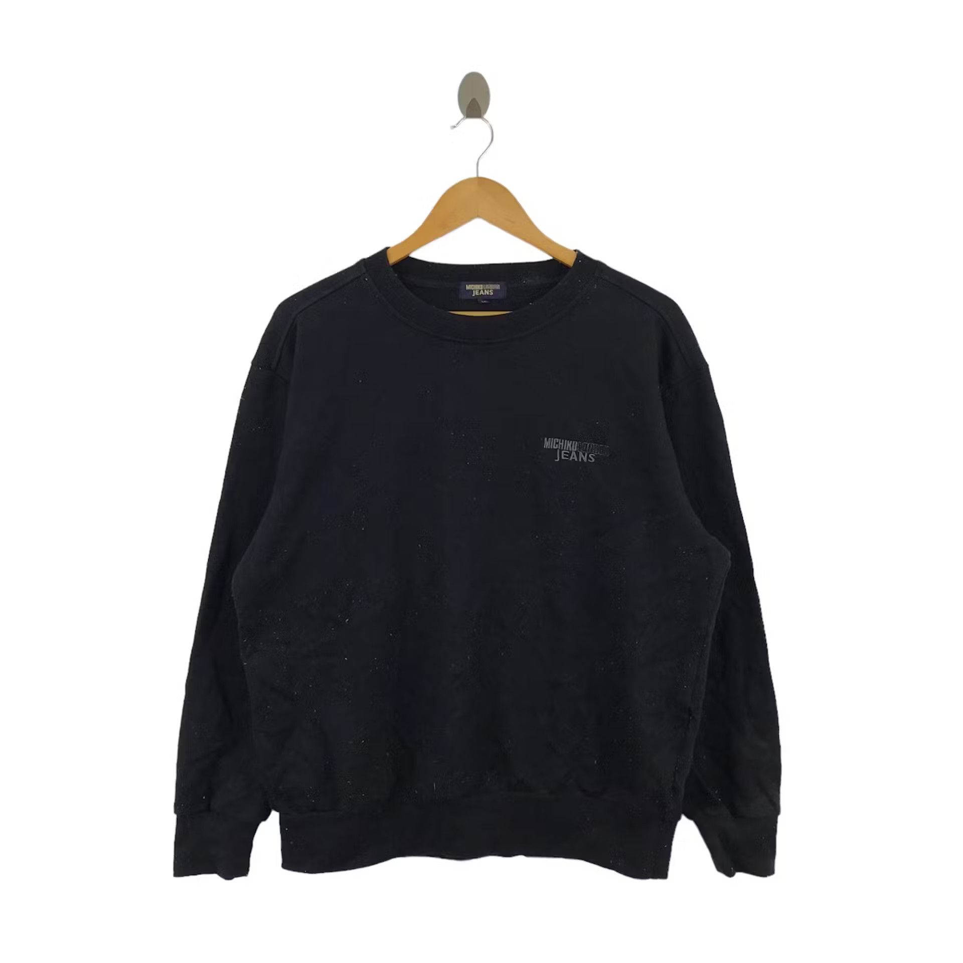 Vtg MICHIKO LONDON JEANS Side Logo Black Sweatshirt Sweater 