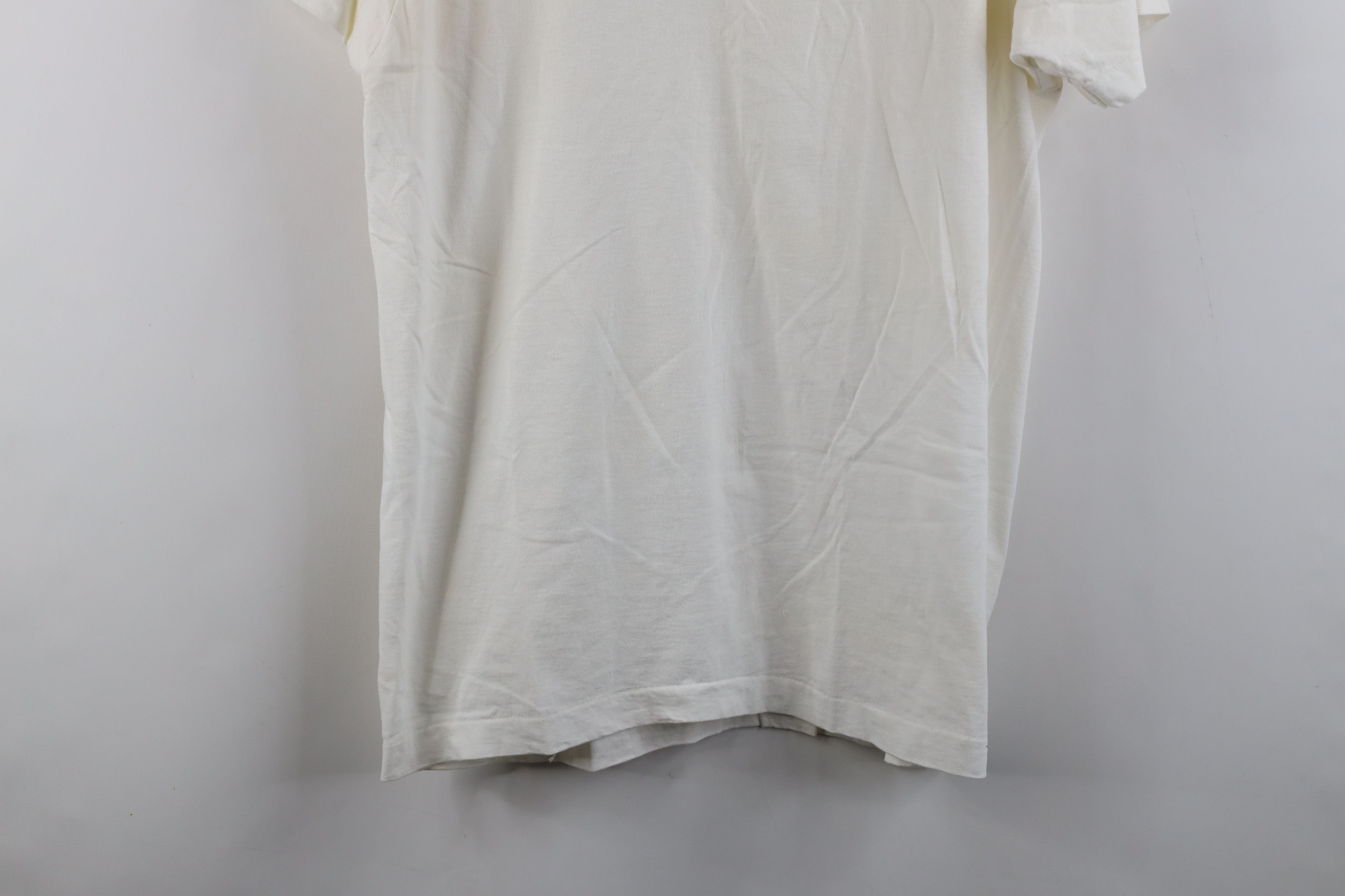 Vintage Vintage 70s Streetwear Blank Cotton V-Neck T-Shirt White USA Size US XL / EU 56 / 4 - 3 Thumbnail