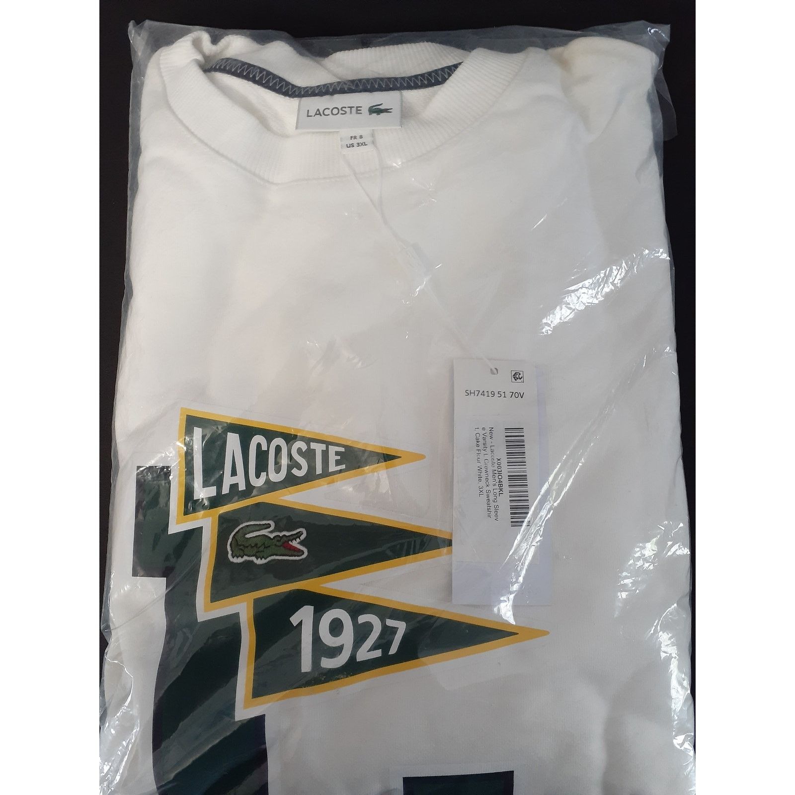 Lacoste Lacoste Men's Long Sleeve Varsity L Sweatshirt White 3XL Size US XXL / EU 58 / 5 - 2 Thumbnail