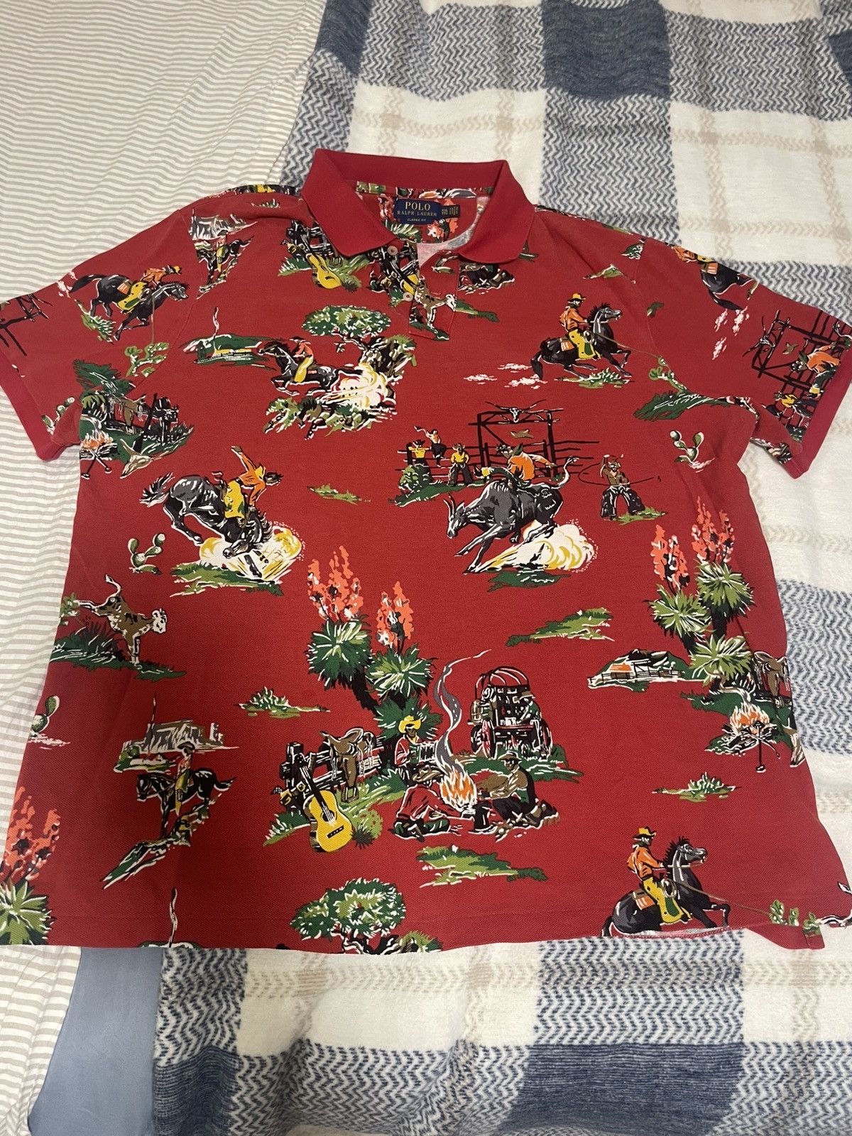 Polo Ralph Lauren Ralph Lauren Red Polo shirt western printed design RARE Size US XXL / EU 58 / 5 - 2 Thumbnail