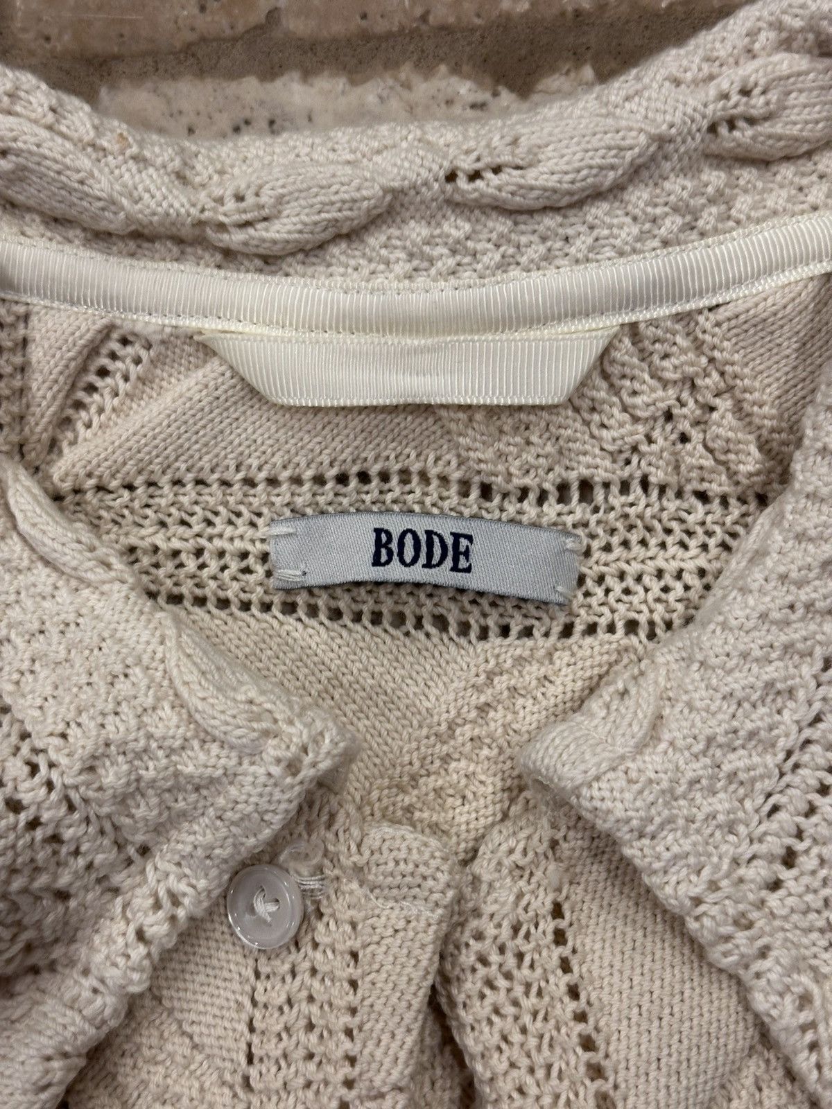 Bode Bode Crochet Frill Collar Overshirt Knit Sweater Jacket Size US XL / EU 56 / 4 - 8 Thumbnail