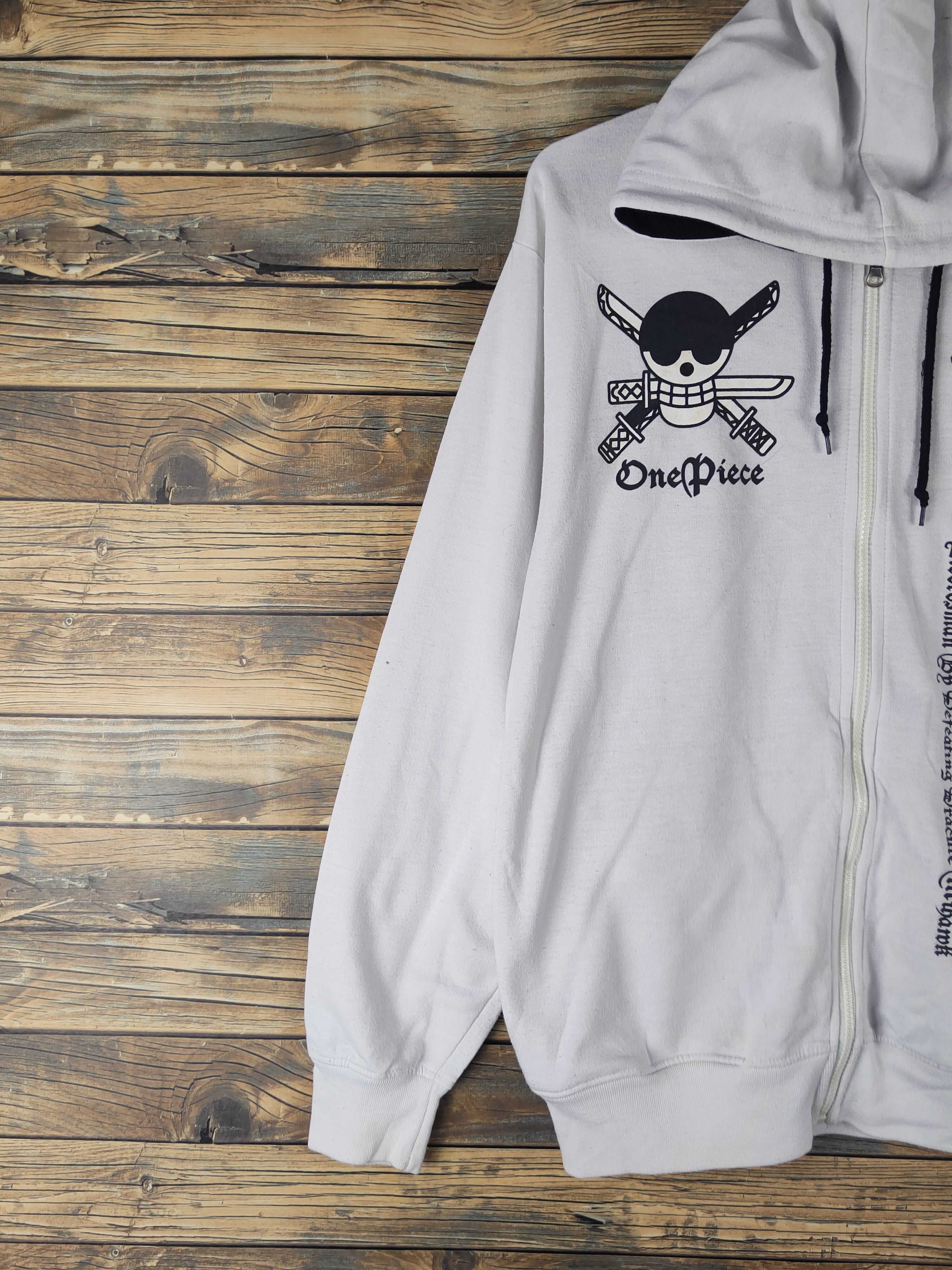 Anime DL One Piece White Zoro Hoodie Sweaters #2143 Size US L / EU 52-54 / 3 - 5 Thumbnail