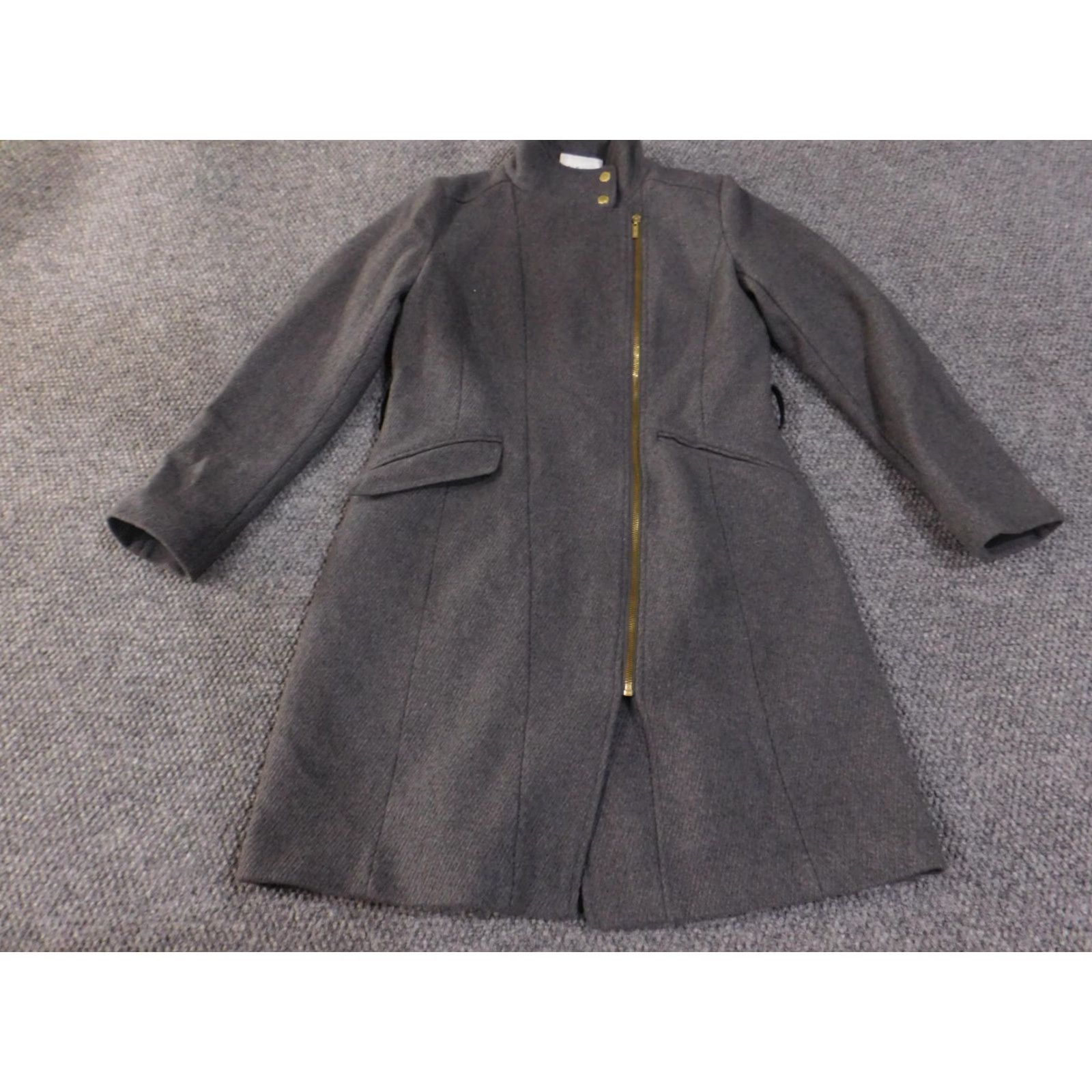 Cole Haan VINTAGE Cole Haan Signature Coat Womens 8 Gray Wool Blend Asymmetrical Zip Long Jacket Size M / US 6-8 / IT 42-44 - 3 Thumbnail