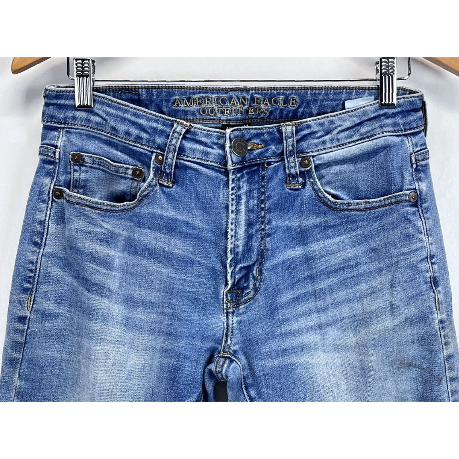 American Eagle Outfitters American Eagle Straight Jeans 29x32 Mens Medium Wash Blue Denim Preppy Size US 29 - 2 Thumbnail