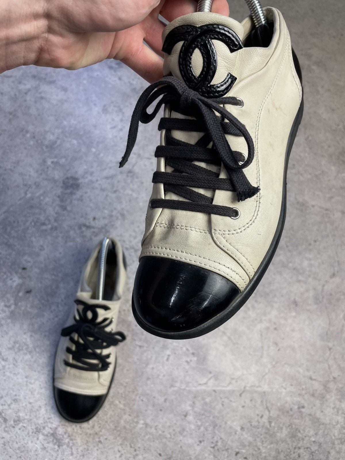 Chanel Chanel White Beige High Top Sneakers Size US 7 / IT 37 - 9 Thumbnail