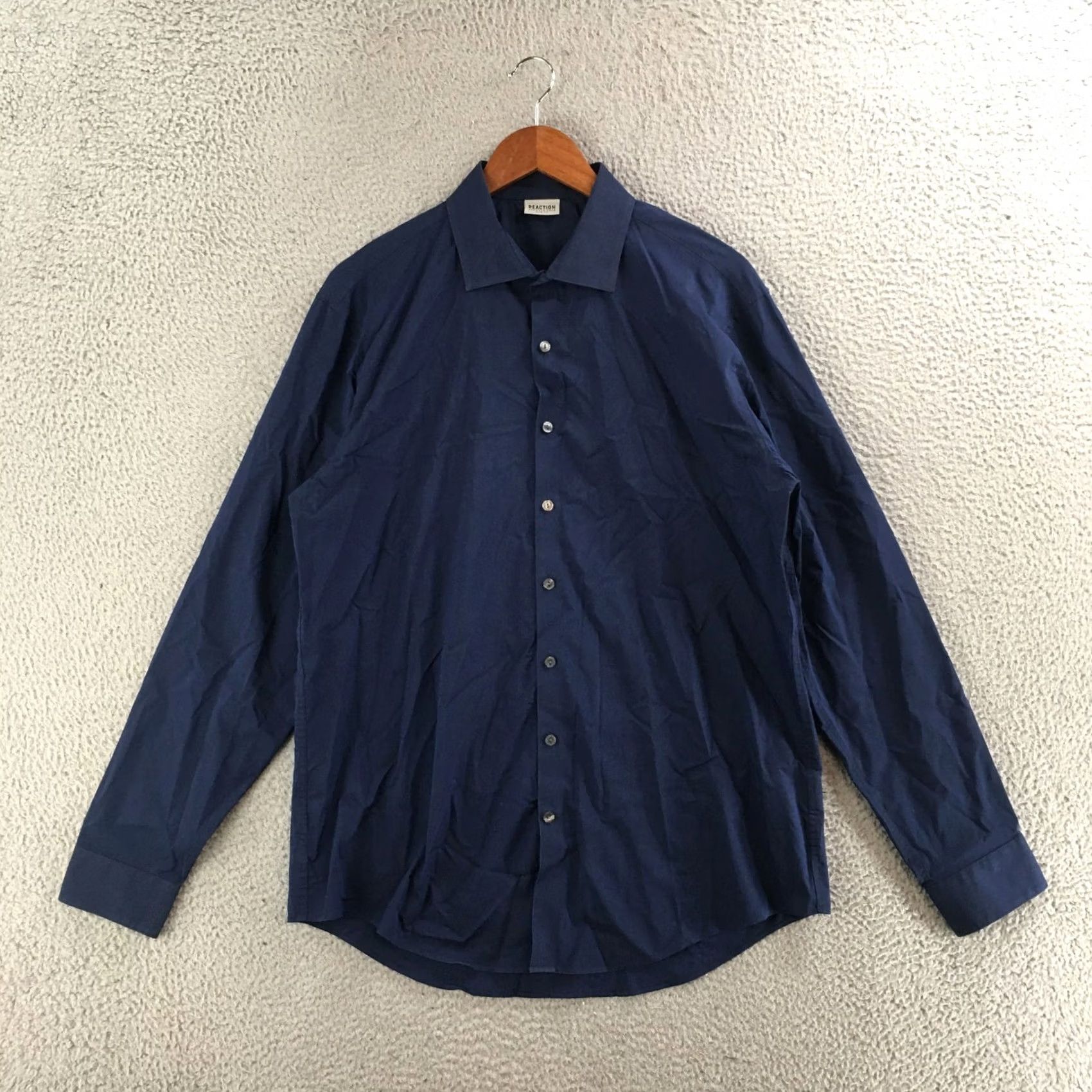 Kenneth Cole Kenneth Cole Reaction Dress Shirt Mens 16.5 Slim Fit Collared Long Sleeve Blue Size 46R - 2 Thumbnail