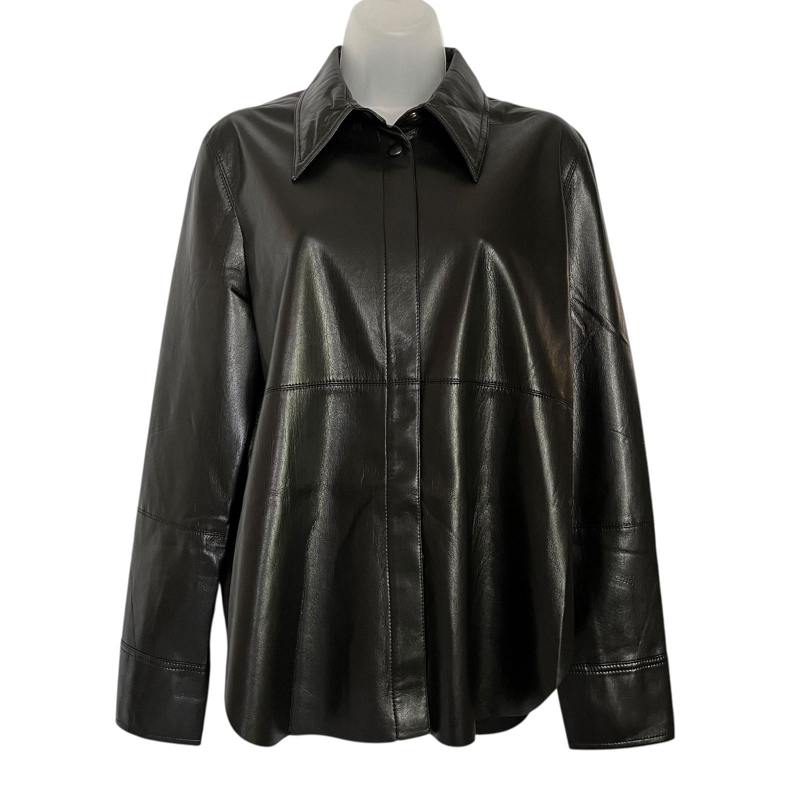 Nanushka Nanushka Naum Okobor Black Alt-Leather Button-Down Shirt Size S / US 4 / IT 40 - 12 Thumbnail