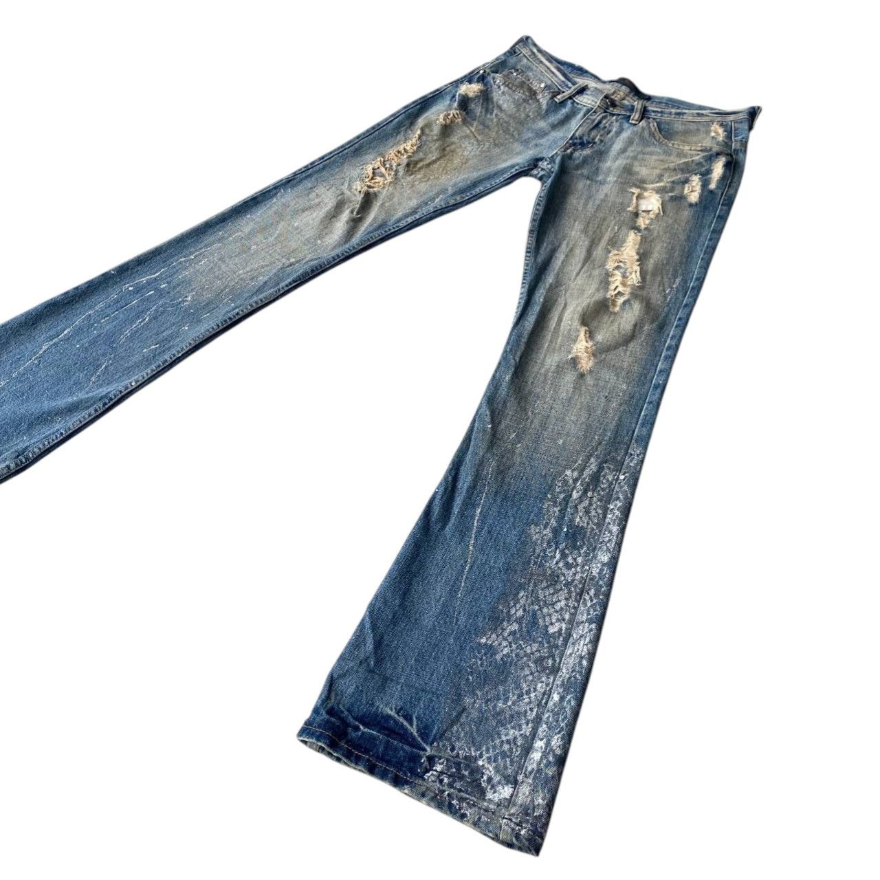 Japanese Brand FLARE Midas Japan "Gimmick" Distressed Grunge Cyber Punk Size US 29 - 2 Thumbnail