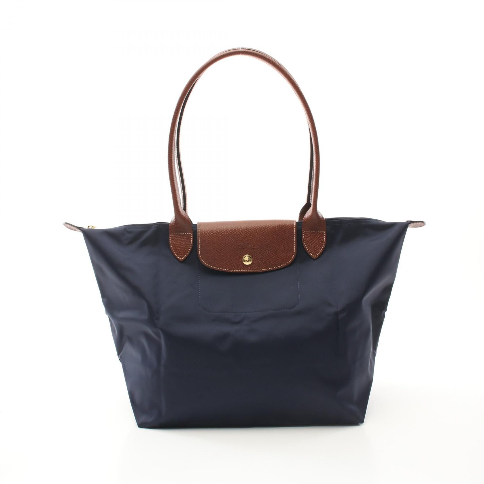 Longchamp Longchamp Le Preage Original L Handbag Tote Bag Canvas Leather Navy Brown Size ONE SIZE - 1 Thumbnail
