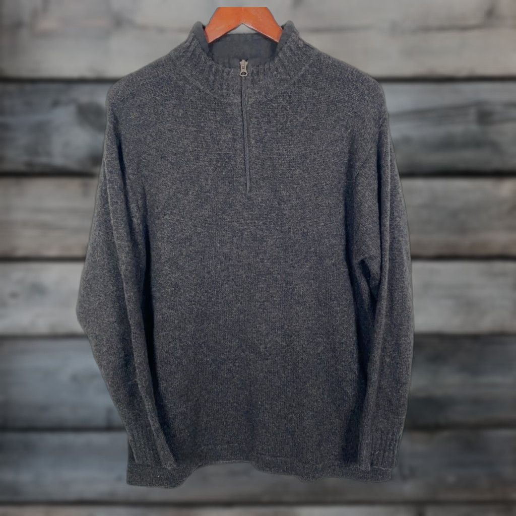 Vintage Woolrich Wool Sweater 1/4-Zip Adult Large Dark Gray Mock Neck Pullover Preppy Mens Size US L / EU 52-54 / 3 - 1 Thumbnail